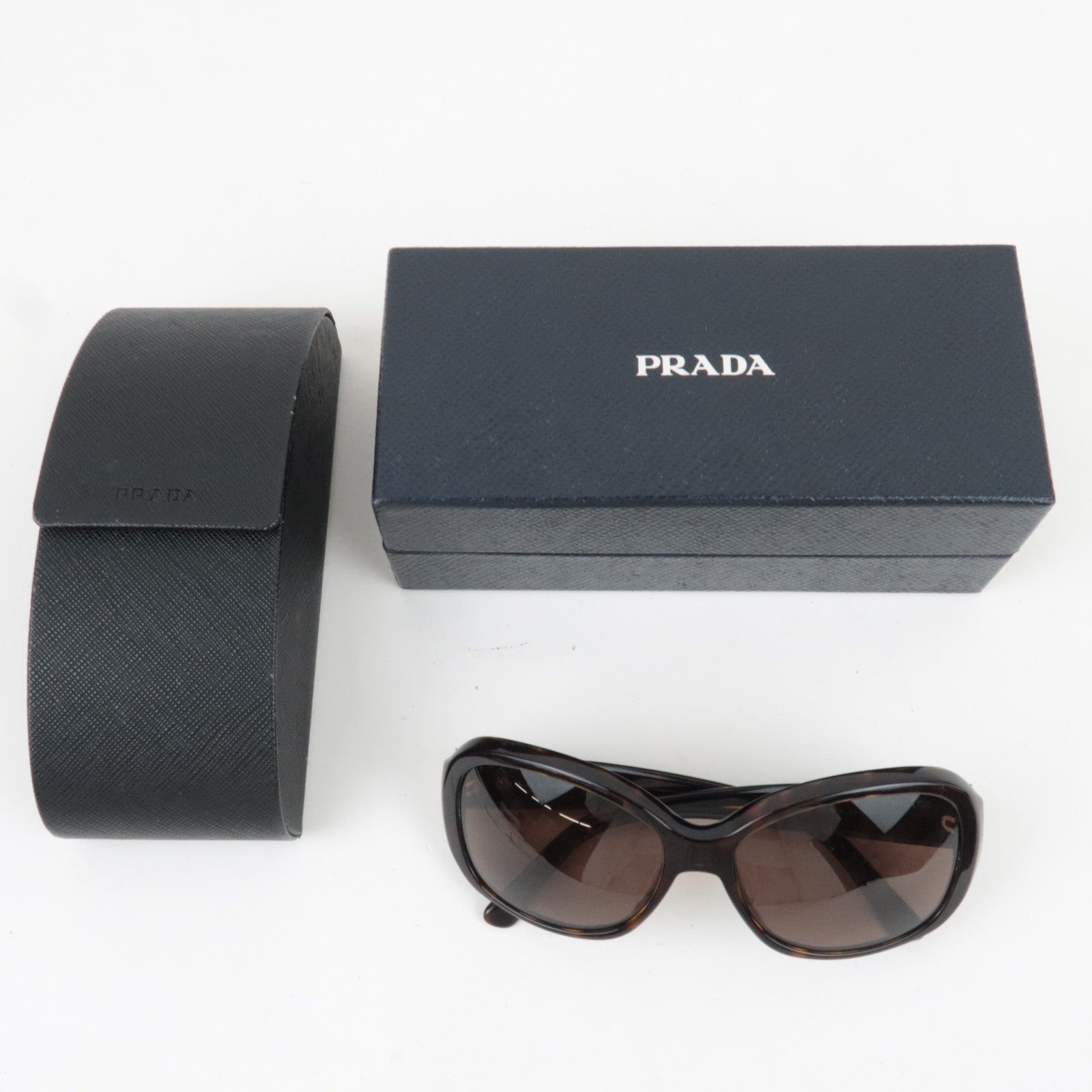 PRADA Tortoiseshell Sunglasses SPR 31N-A 58□16 2AU-8C1 135 3N Plastic Black *Box, Case, Cloths