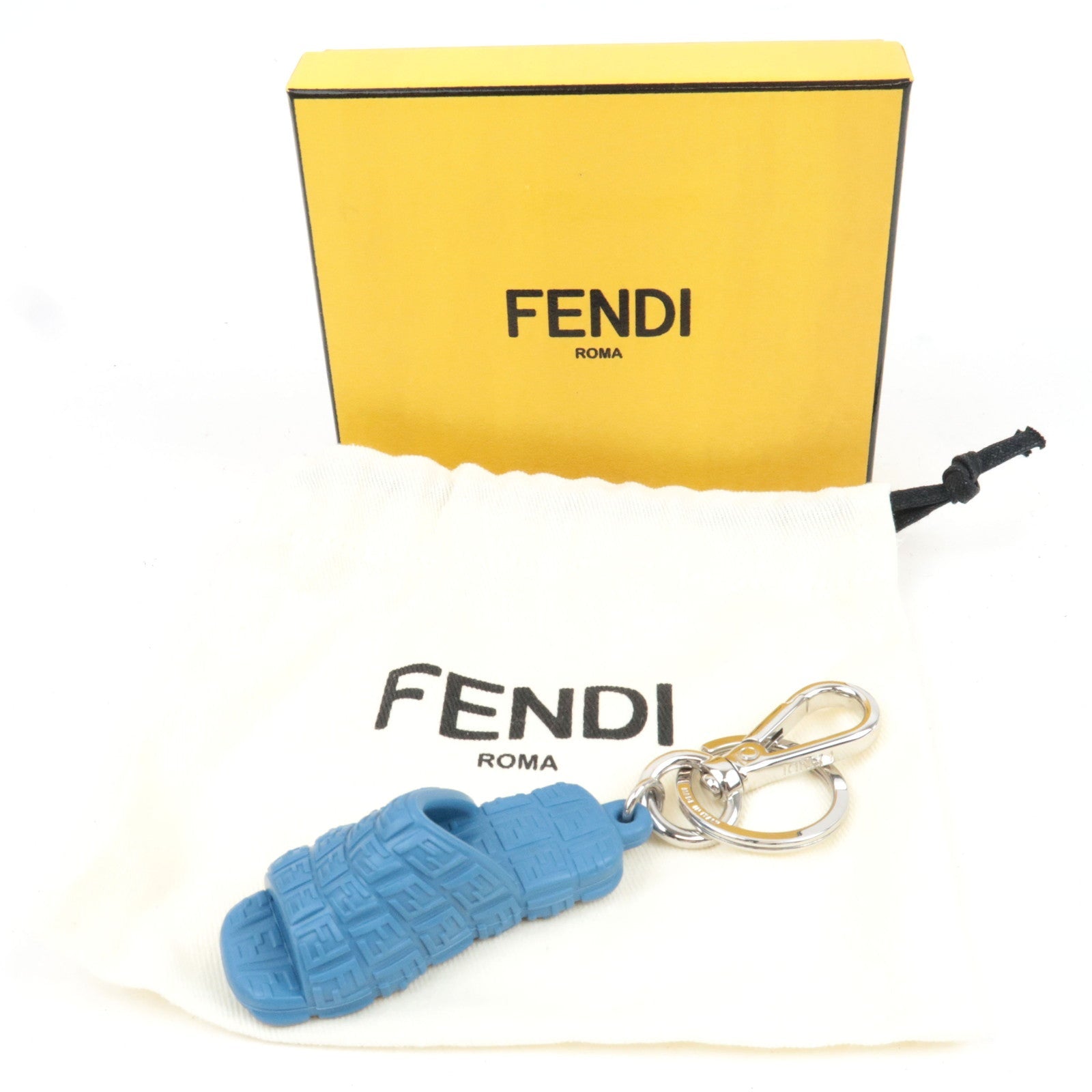 FENDI Zucca Sandal Shape Bag Charm Blue 7AP069 *Box, bag