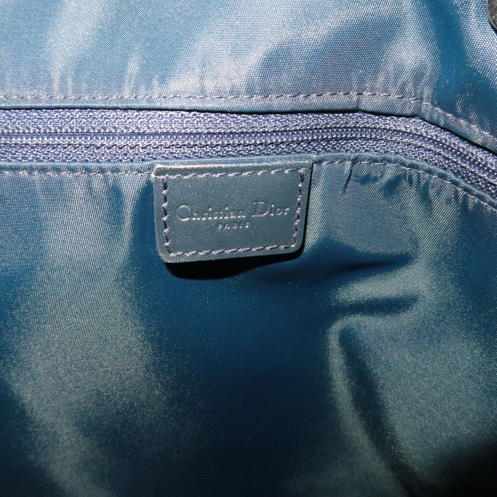 Christian Dior Trotter Tote Bag Canvas Leather Navy