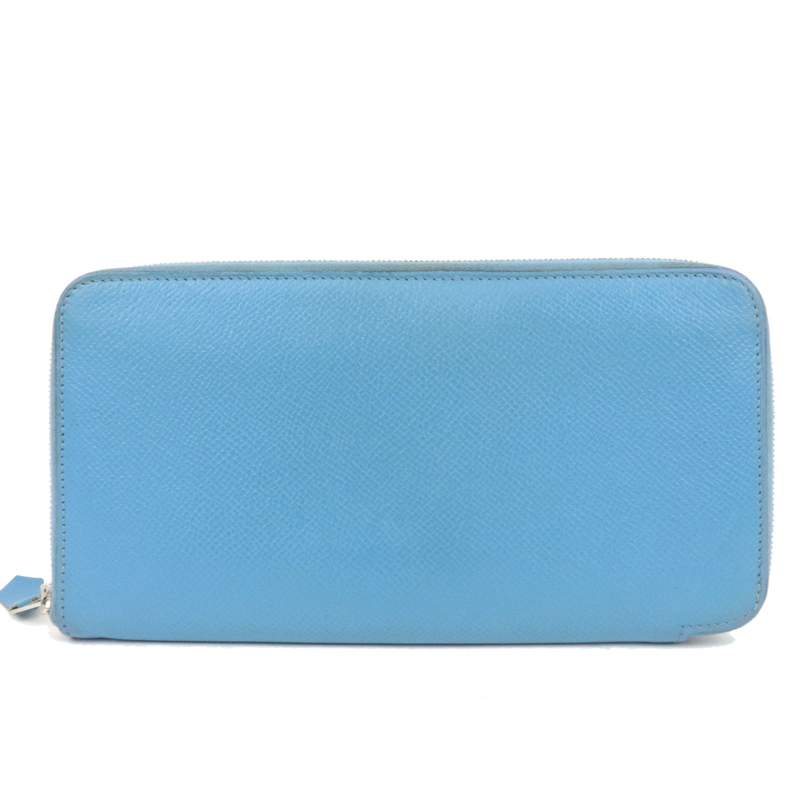 HERMES Azap Long Silkin □R Stamp (2014) Veau Epsom Blue78583