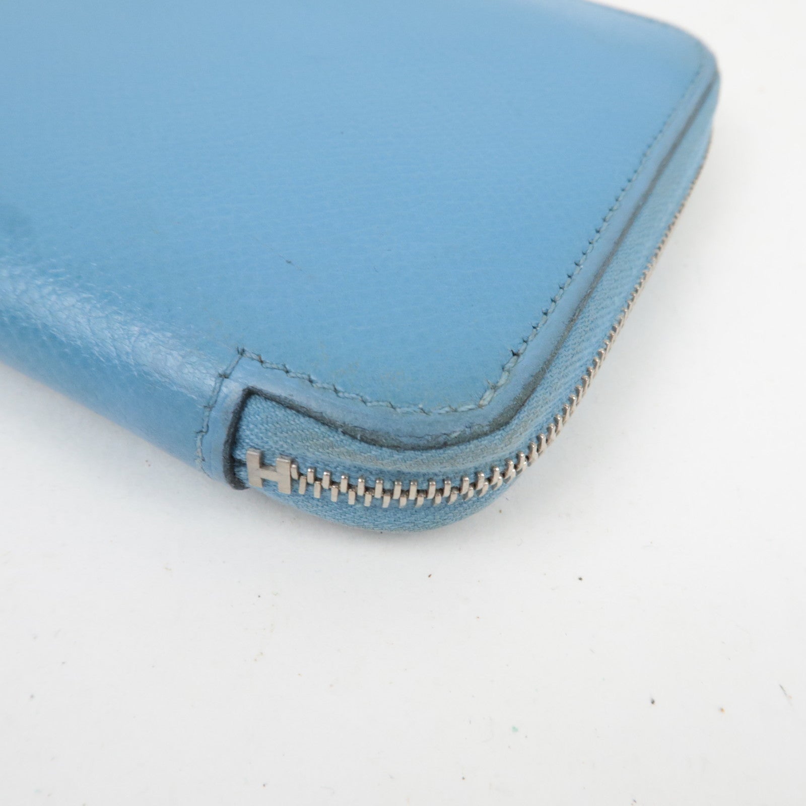 HERMES Azap Long Silkin □R Stamp (2014) Veau Epsom Blue