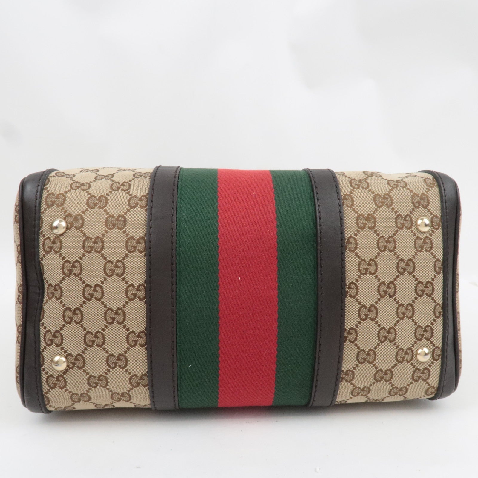 GUCCI Sherry Boston Bag GG Canvas Leather Beige Brown 247205 *Strap