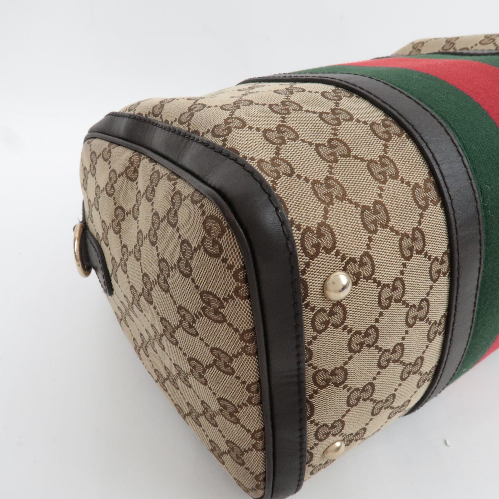 GUCCI Sherry Boston Bag GG Canvas Leather Beige Brown 247205 *Strap