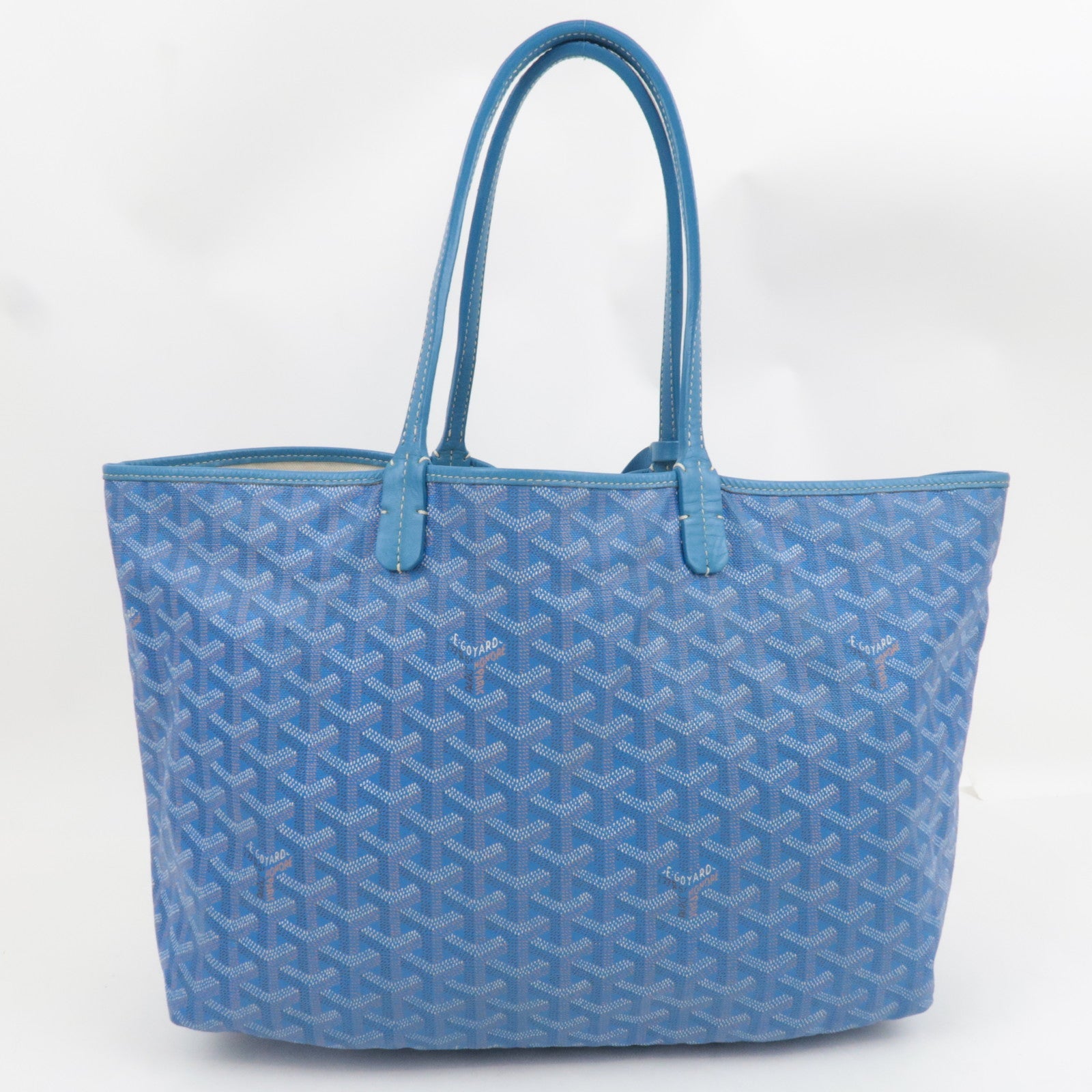 GOYARD Herringbone Saint Louis PM Tote Bag PVC Leather Blue *Pouch