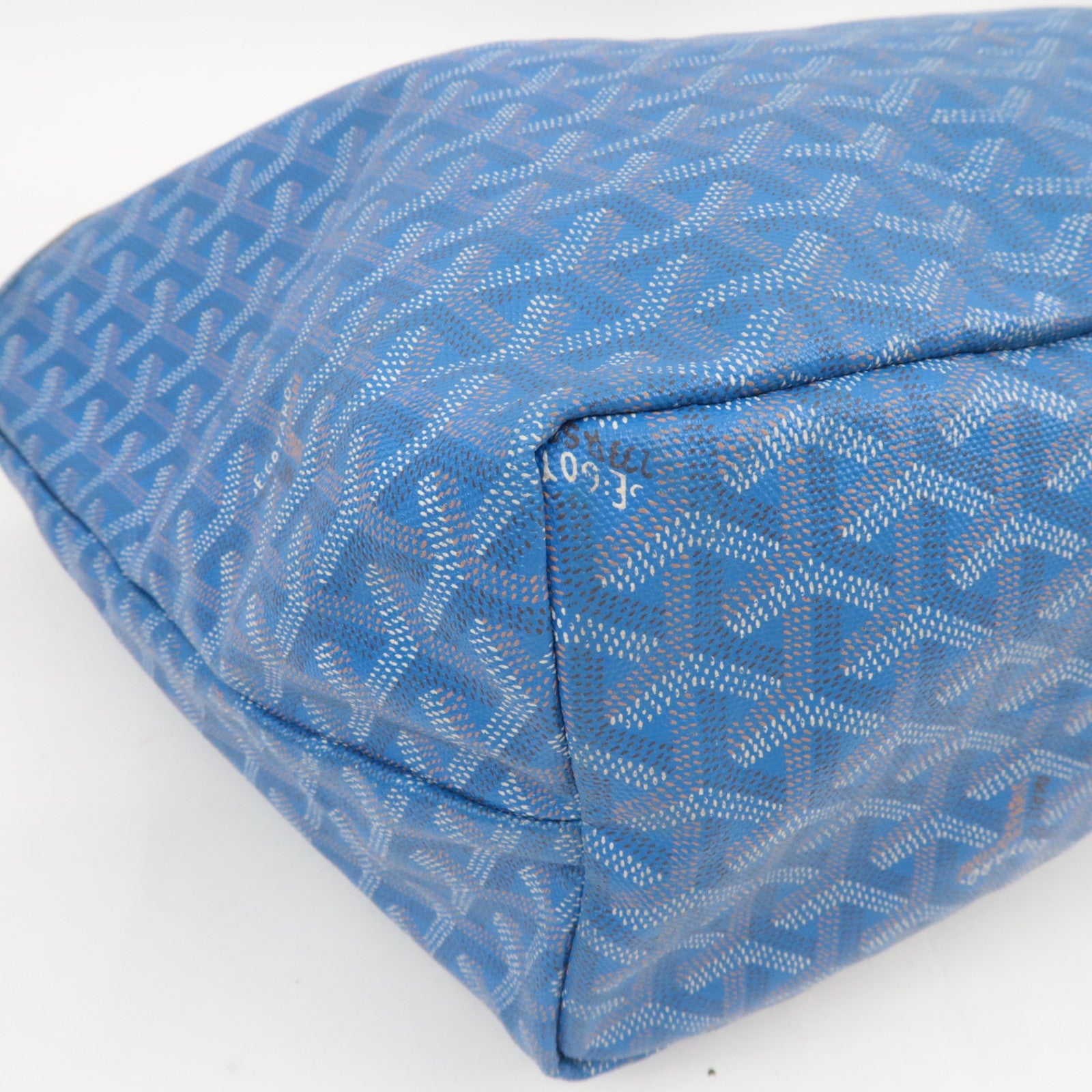 GOYARD Herringbone Saint Louis PM Tote Bag PVC Leather Blue *Pouch