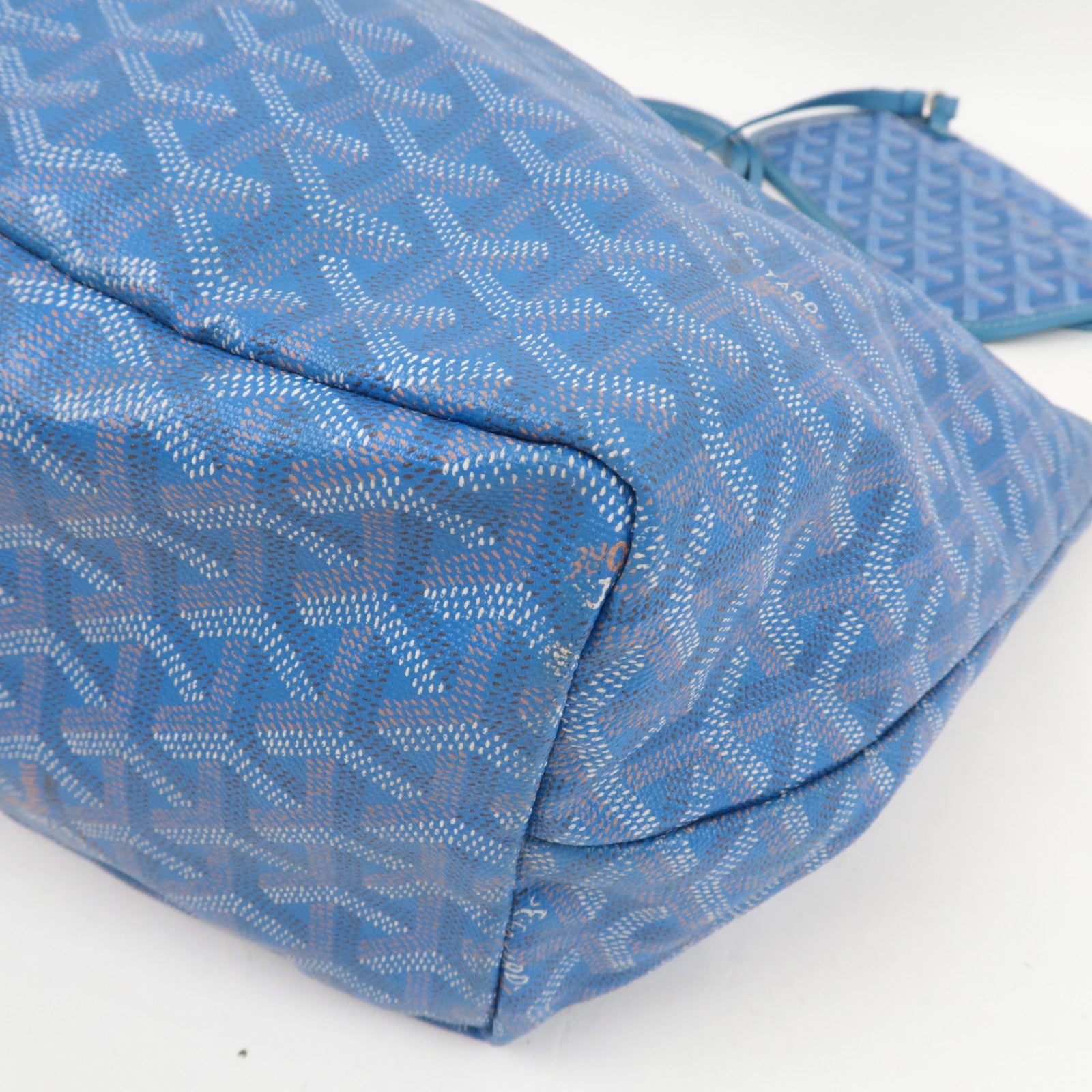 GOYARD Herringbone Saint Louis PM Tote Bag PVC Leather Blue *Pouch