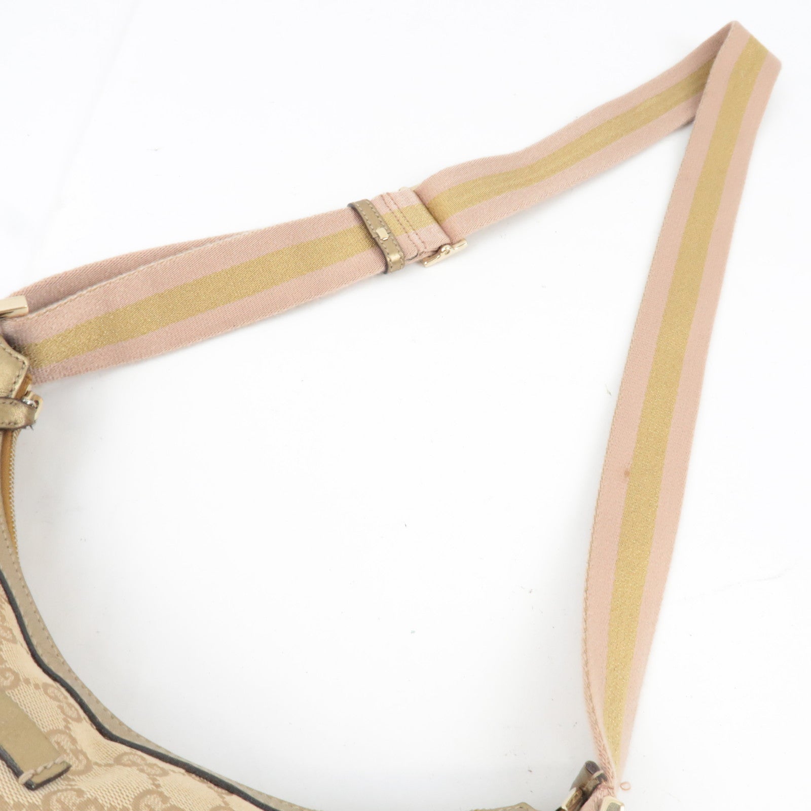 GUCCI Sherry Shoulder Bag GG Canvas Leather Beige Gold 181092