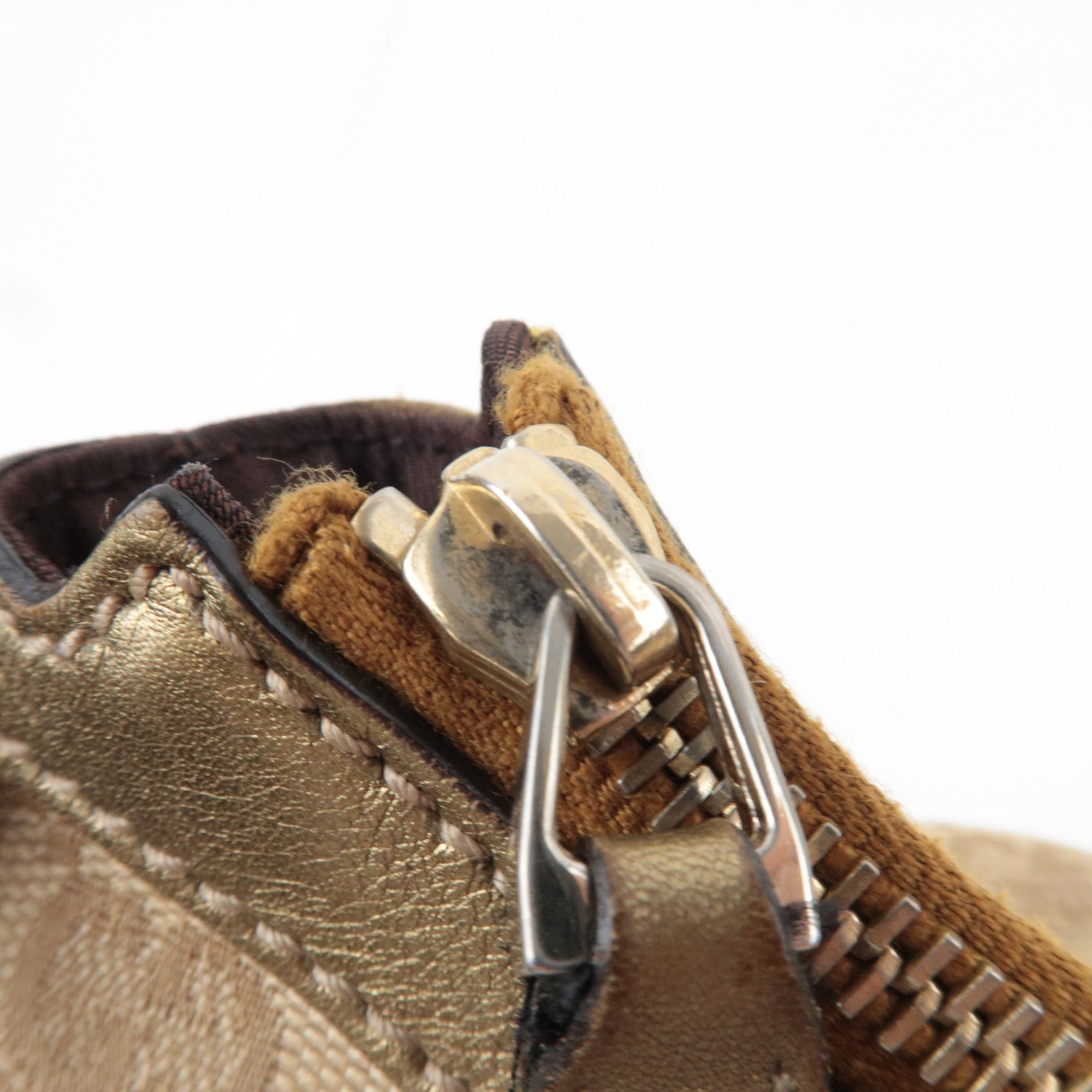 GUCCI Sherry Shoulder Bag GG Canvas Leather Beige Gold 181092