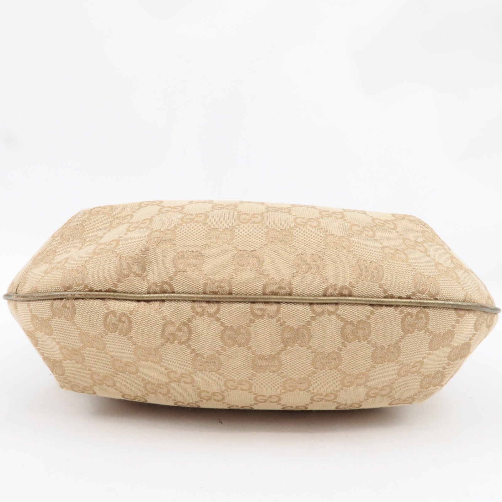 GUCCI Sherry Shoulder Bag GG Canvas Leather Beige Gold 181092