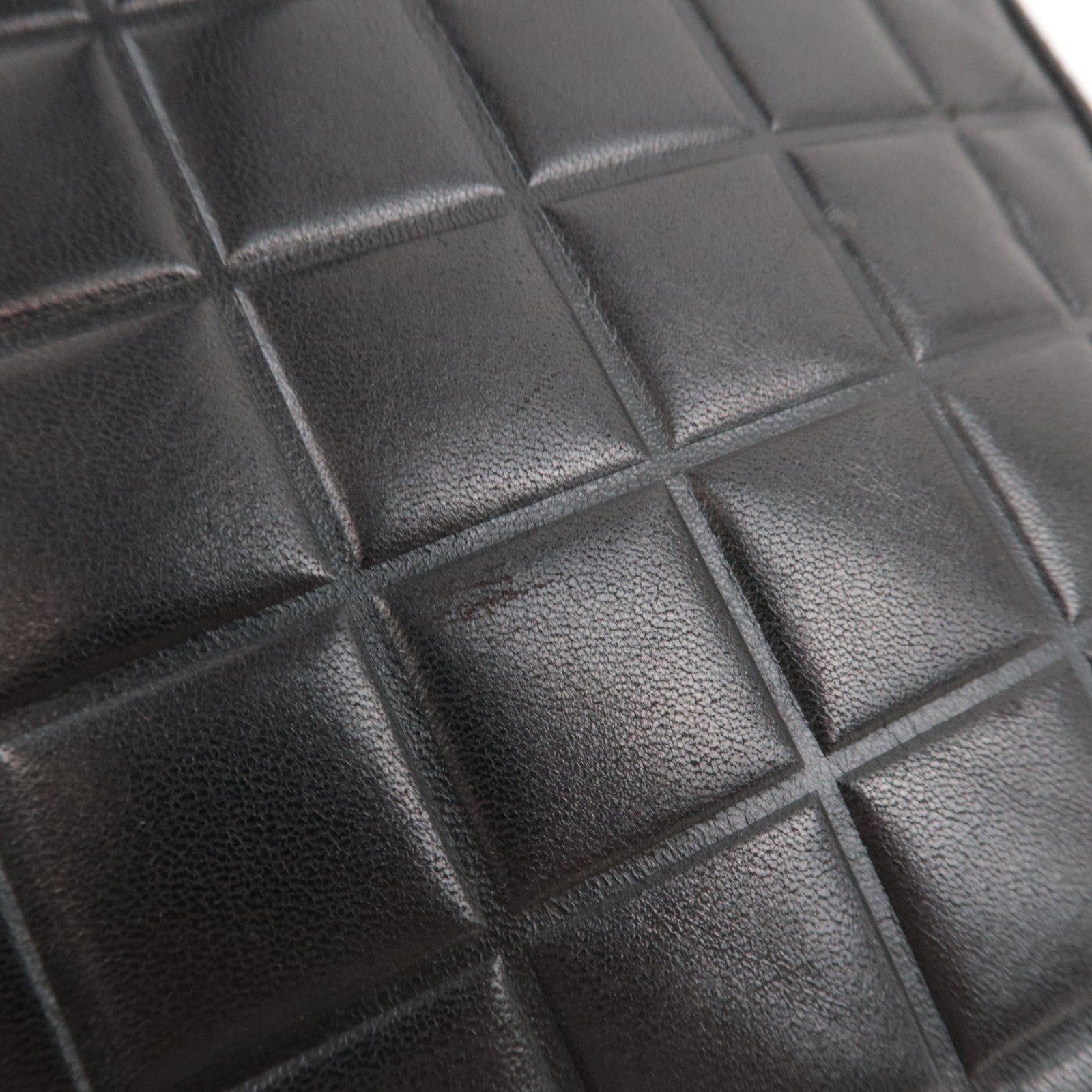 CHANEL Chocolate Bar Tote Bag Vertical Lambskin Black Gold HDW 6915147