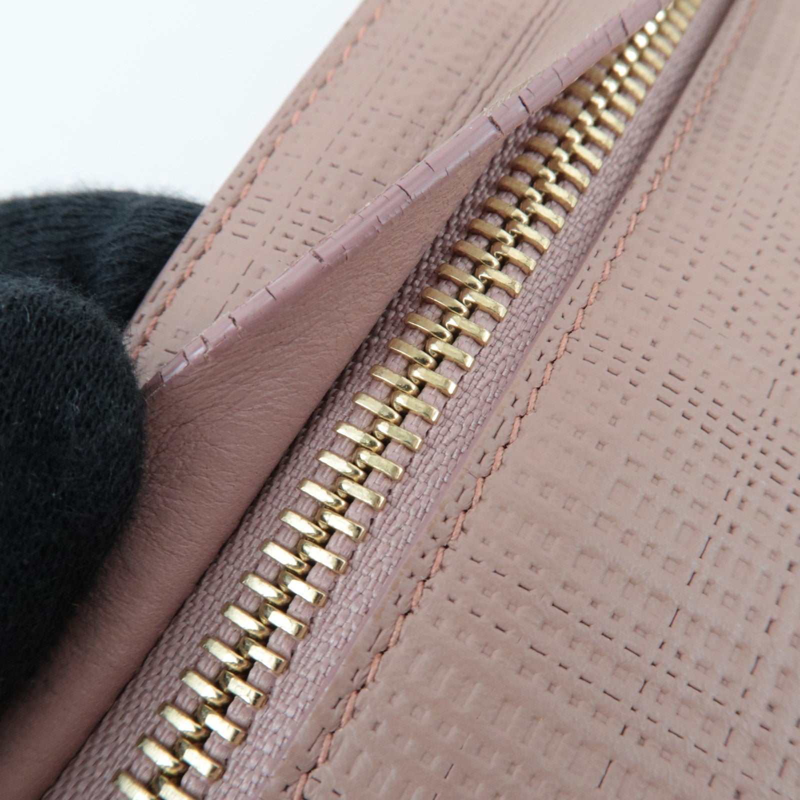 LOEWE T Pouch Clutch Bag Leather Pink Beige *Dust bag