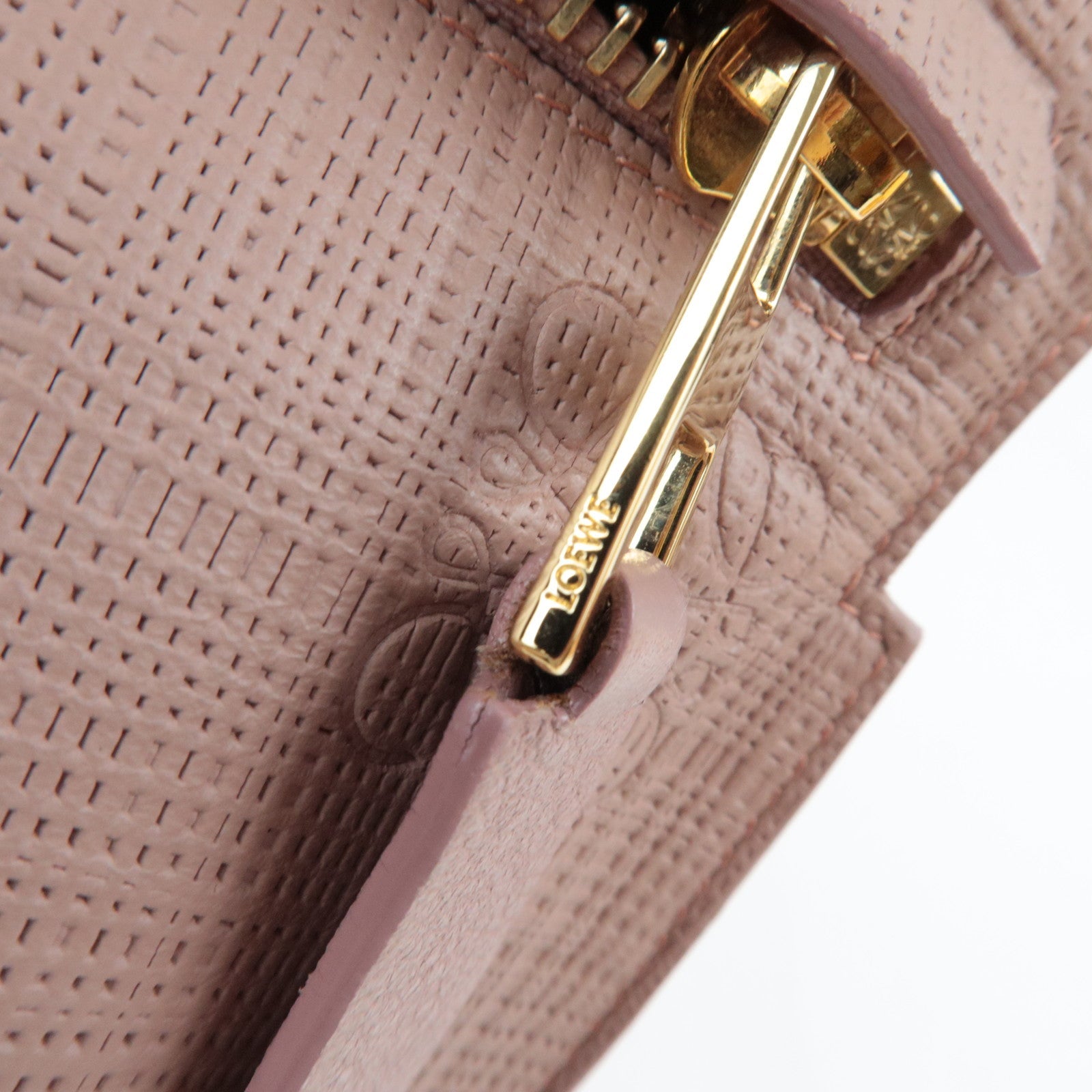 LOEWE T Pouch Clutch Bag Leather Pink Beige *Dust bag