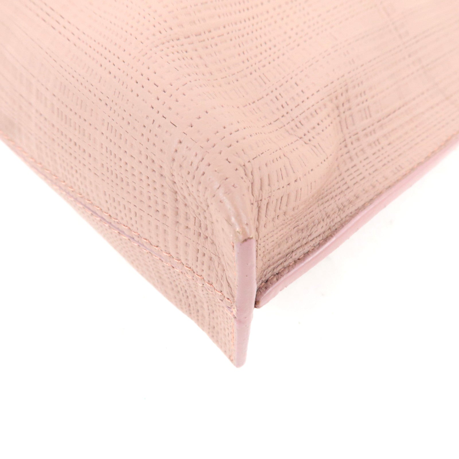 LOEWE T Pouch Clutch Bag Leather Pink Beige *Dust bag