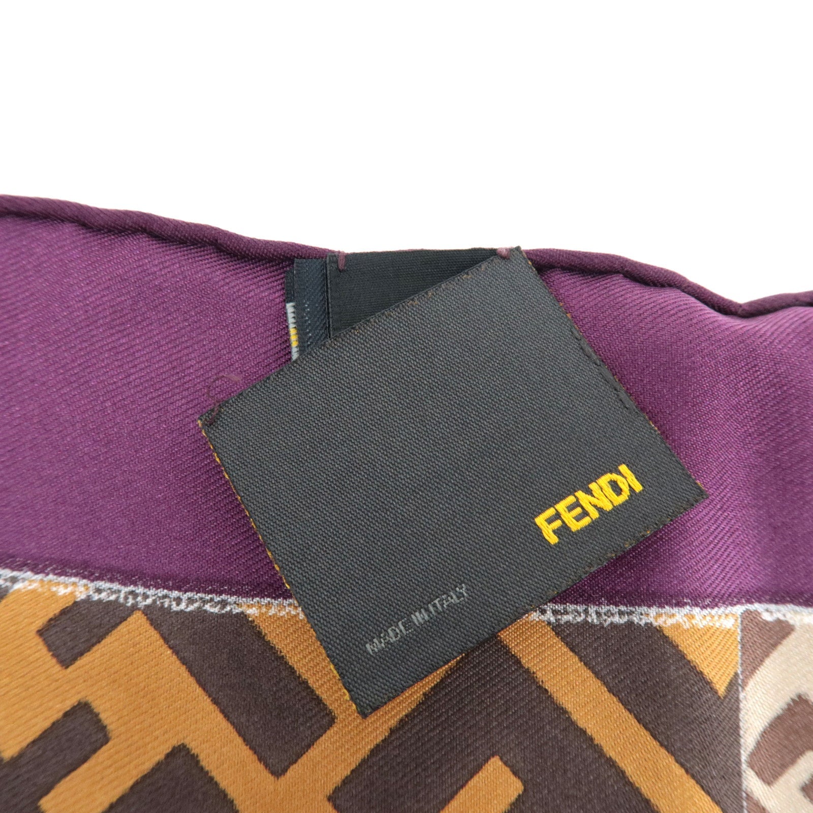 FENDI Zucca Zucchino Puzzle Print Scarf 100% Silk Brown Beige *Paper case