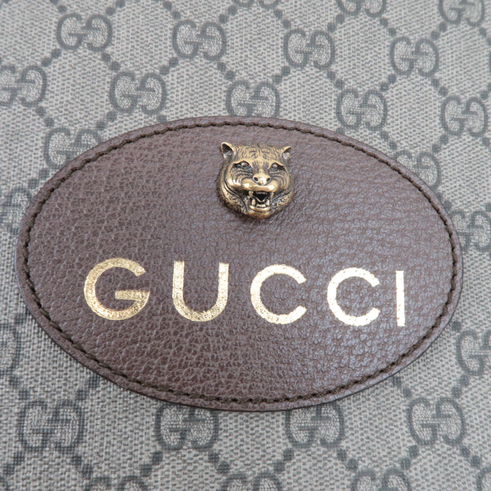 GUCCI GG Supreme Drawstring Backpack Leather Nylon Beige Brown Yellow 473872