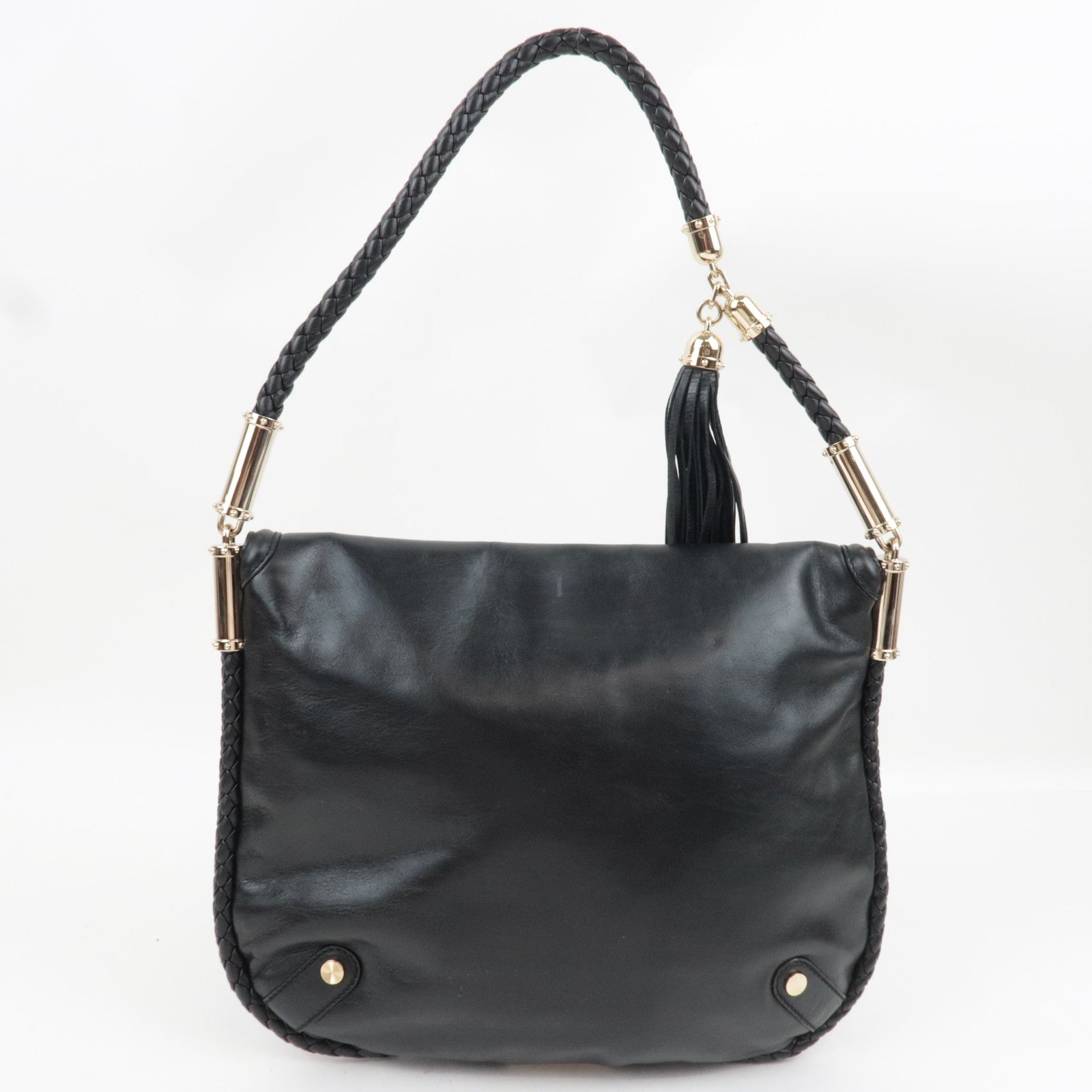 GUCCI Interlocking G One-Shoulder Bag Leather Black 167732