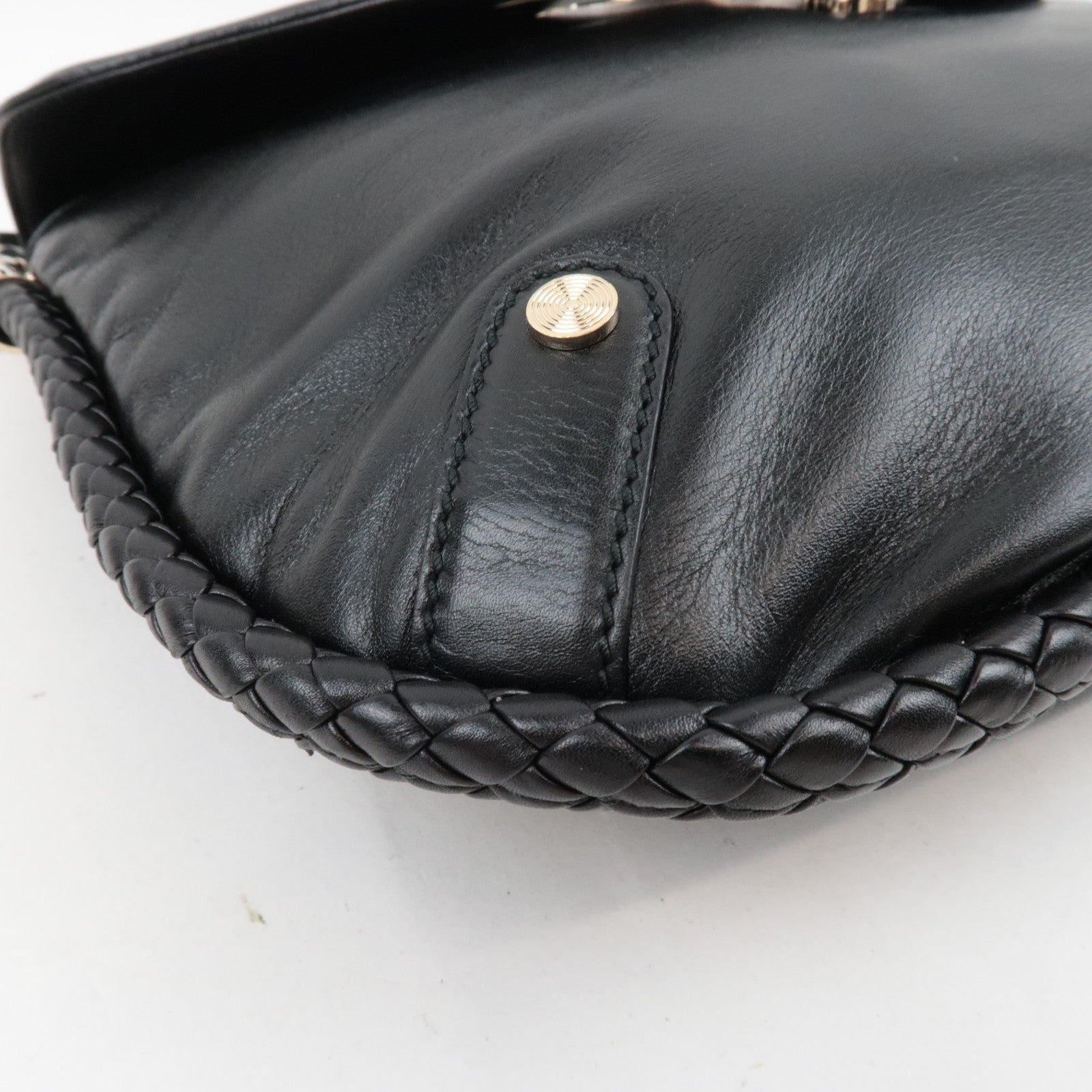 GUCCI Interlocking G One-Shoulder Bag Leather Black 167732