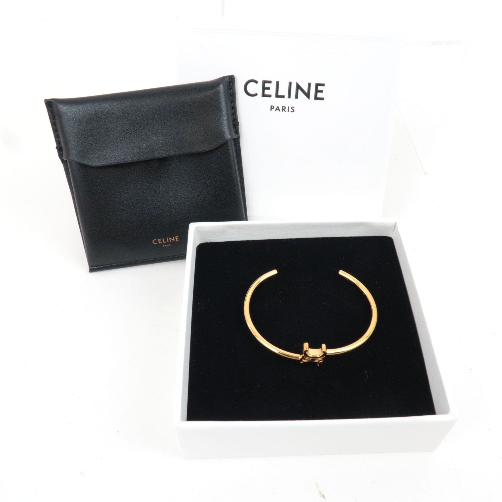 CELINE Triomphe Bangle Metal Gold *Box, Dust bag