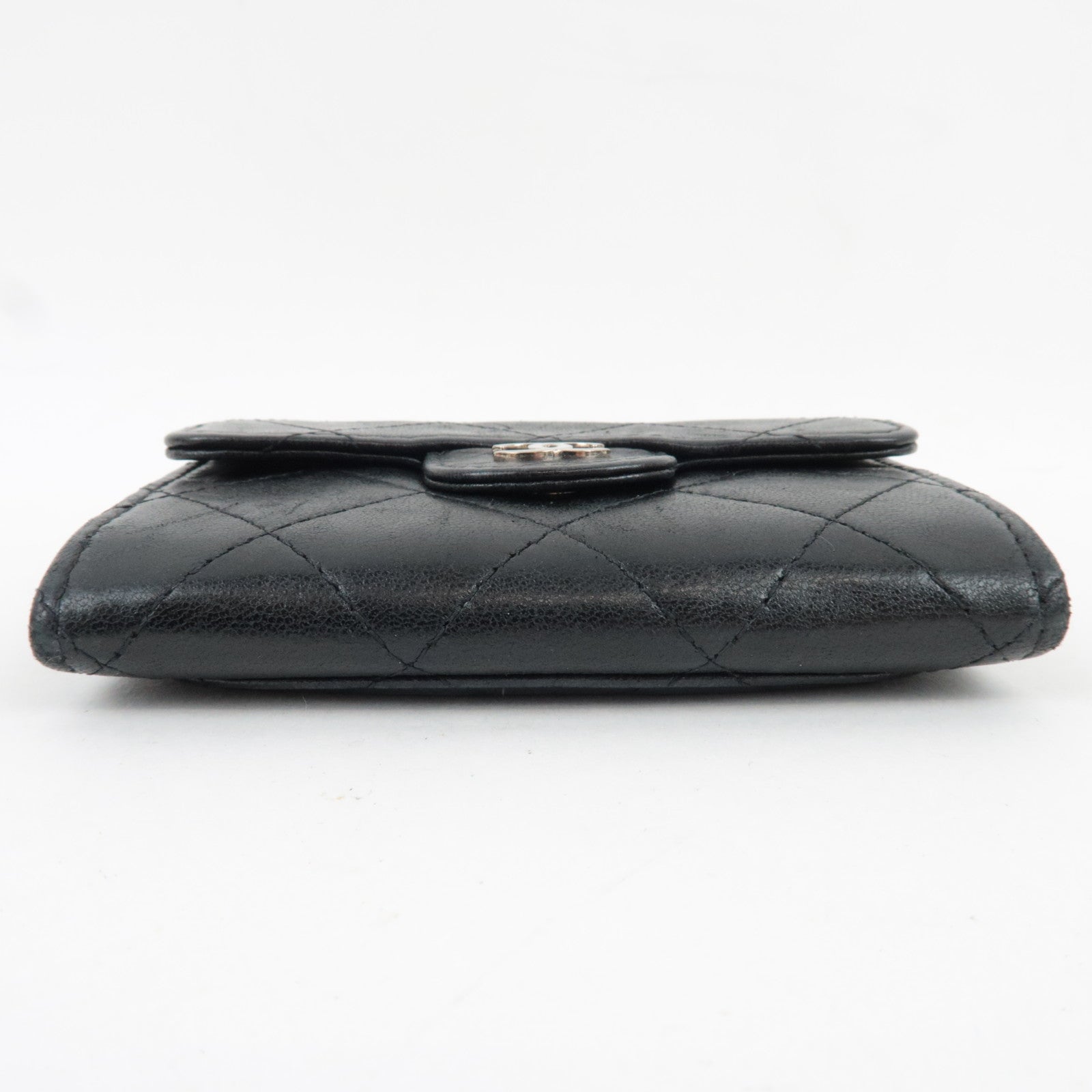 CHANEL Matelasse Card Case Lambskin Black Silver HDW 13736834 *Box, G card