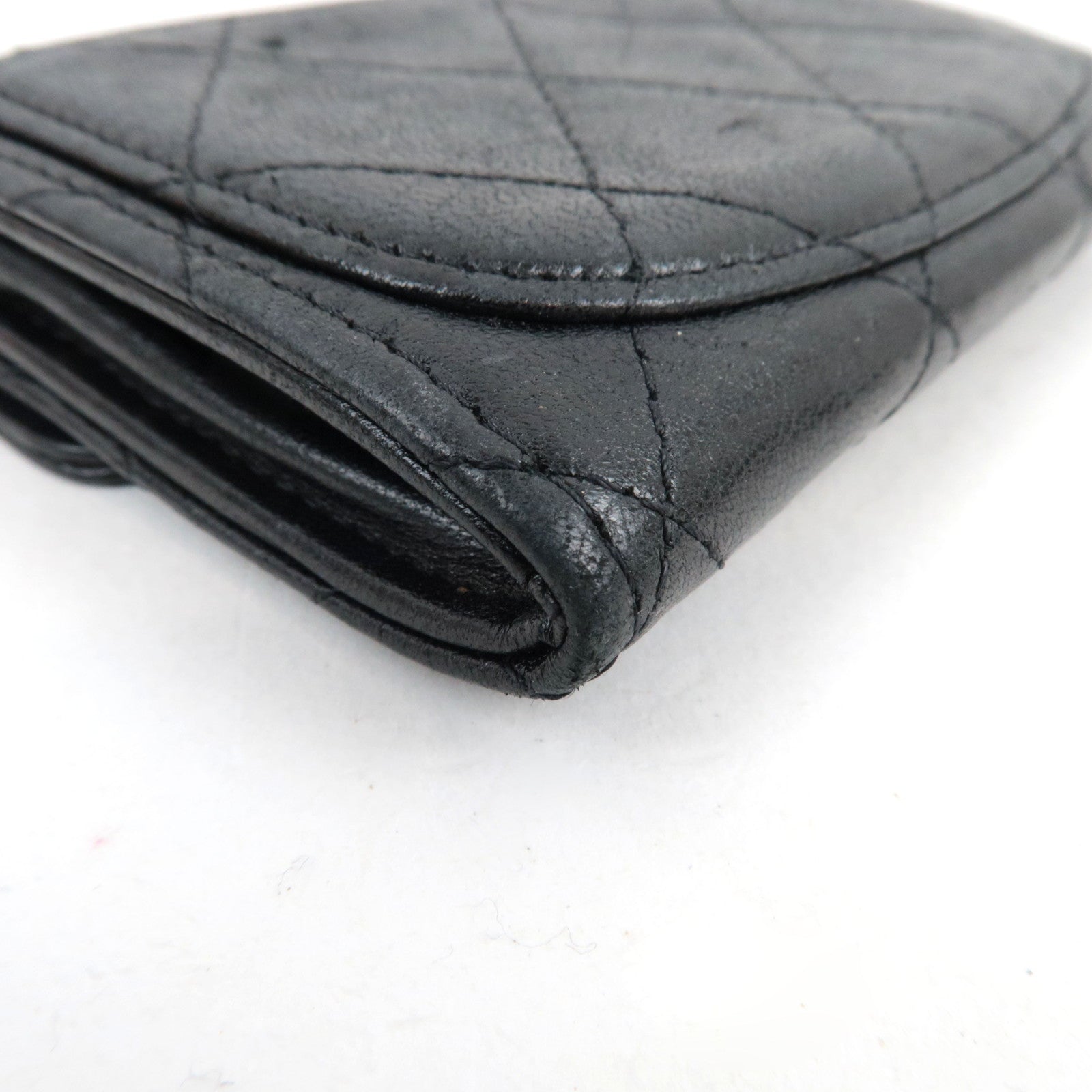 CHANEL Matelasse Card Case Lambskin Black Silver HDW 13736834 *Box, G card