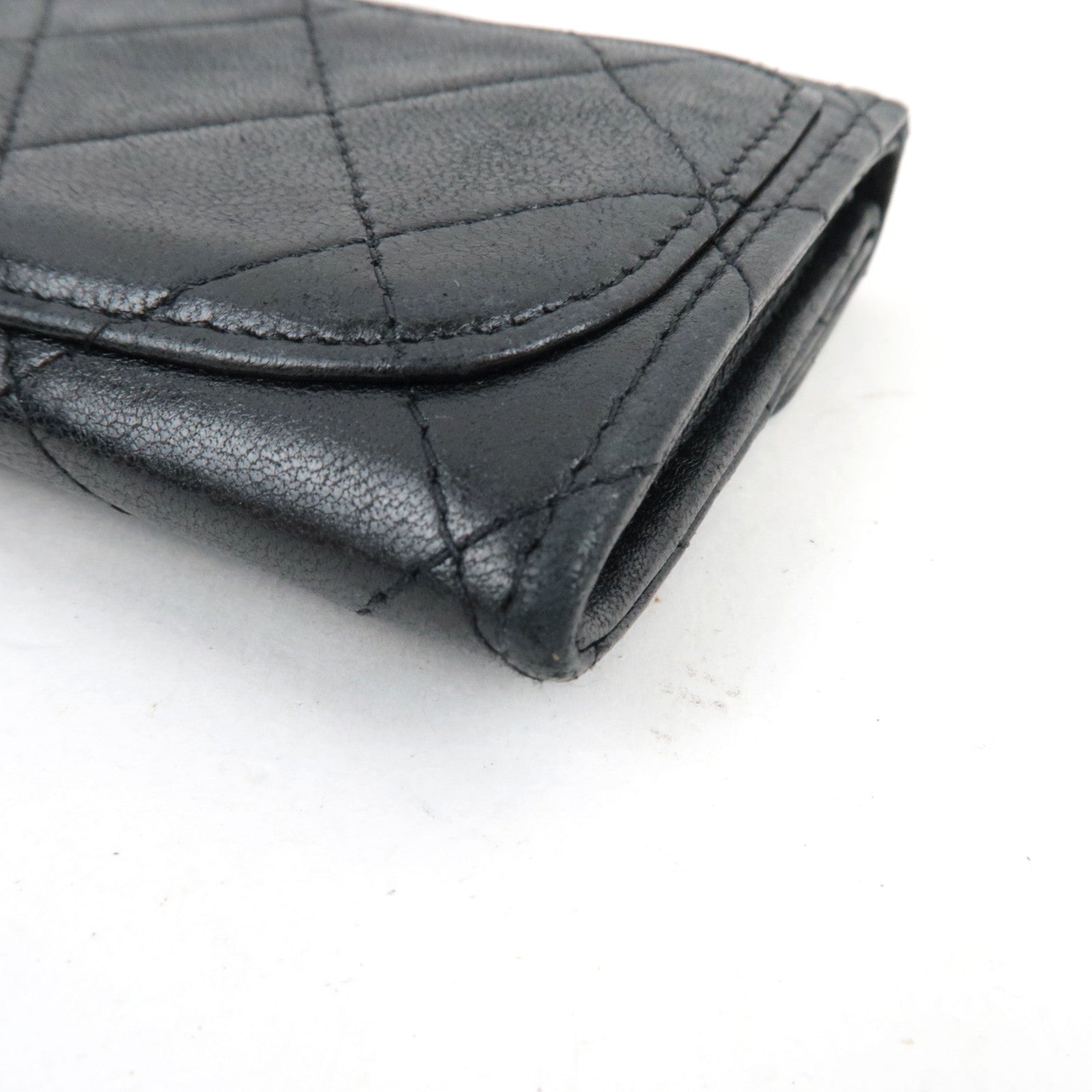 CHANEL Matelasse Card Case Lambskin Black Silver HDW 13736834 *Box, G card