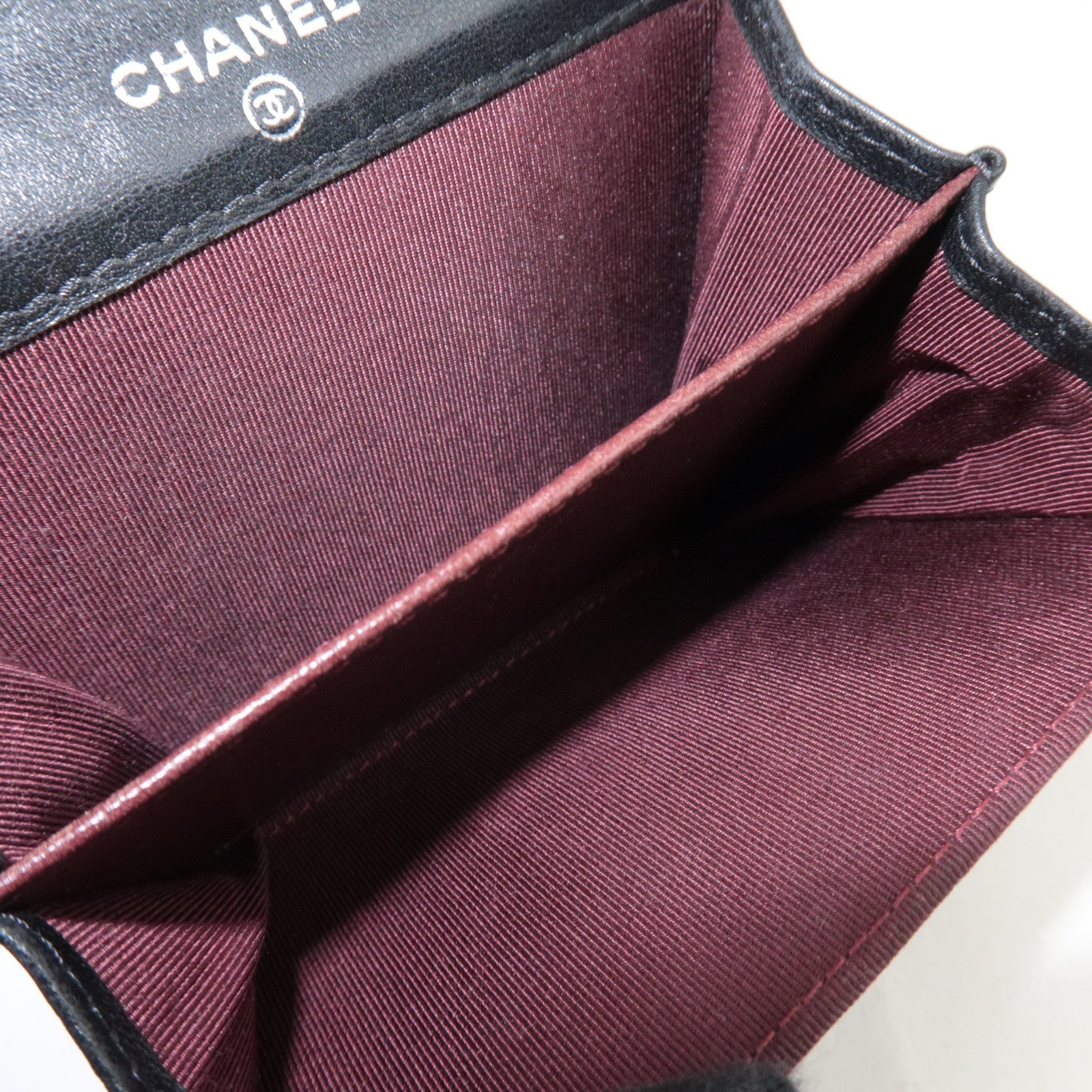 CHANEL Matelasse Card Case Lambskin Black Silver HDW 13736834 *Box, G card