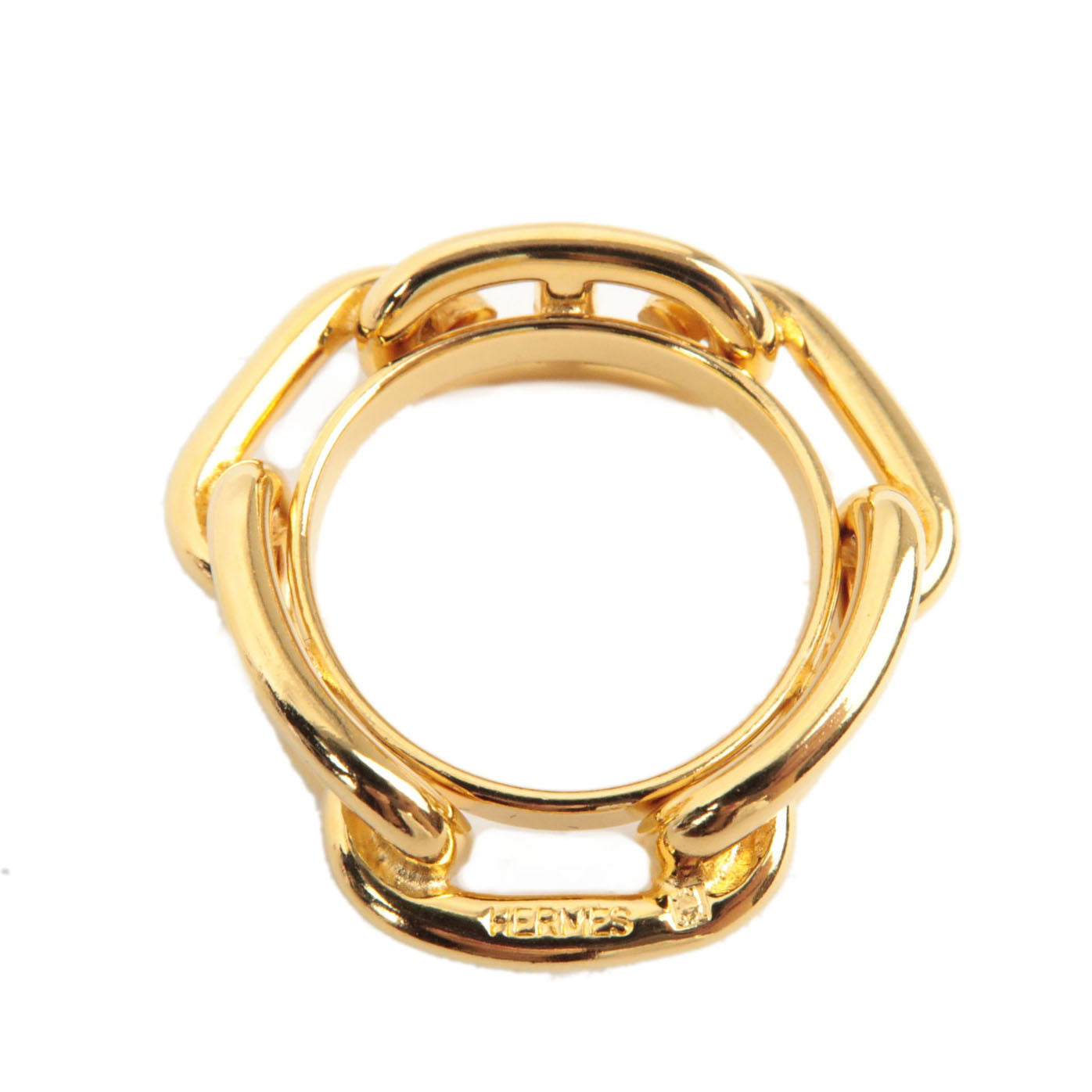 HERMES Chaine D'Ancre Scarf Ring Metal Gold *Box78921