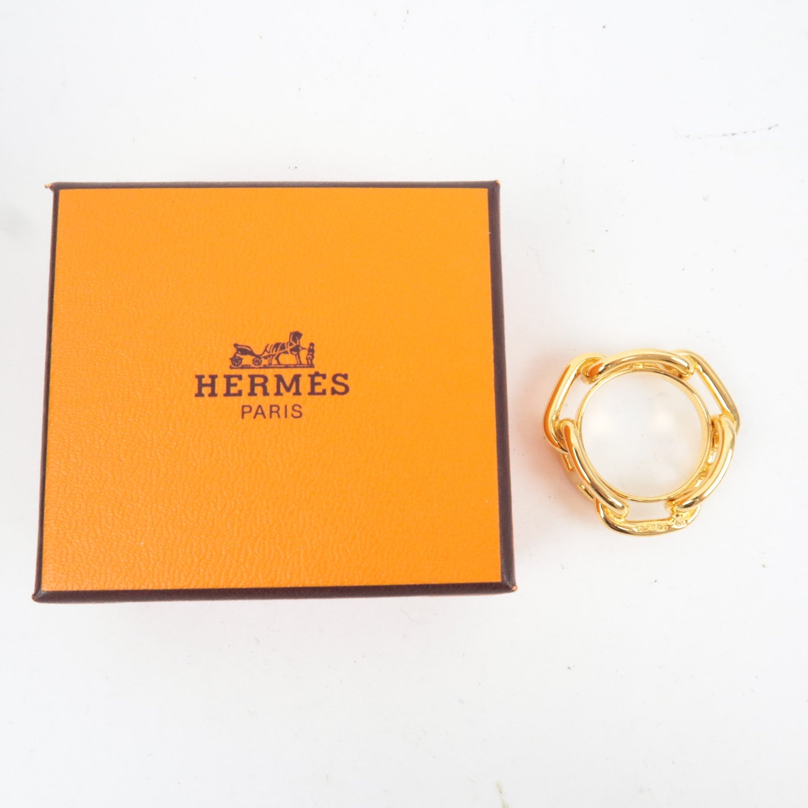 HERMES Chaine D'Ancre Scarf Ring Metal Gold *Box