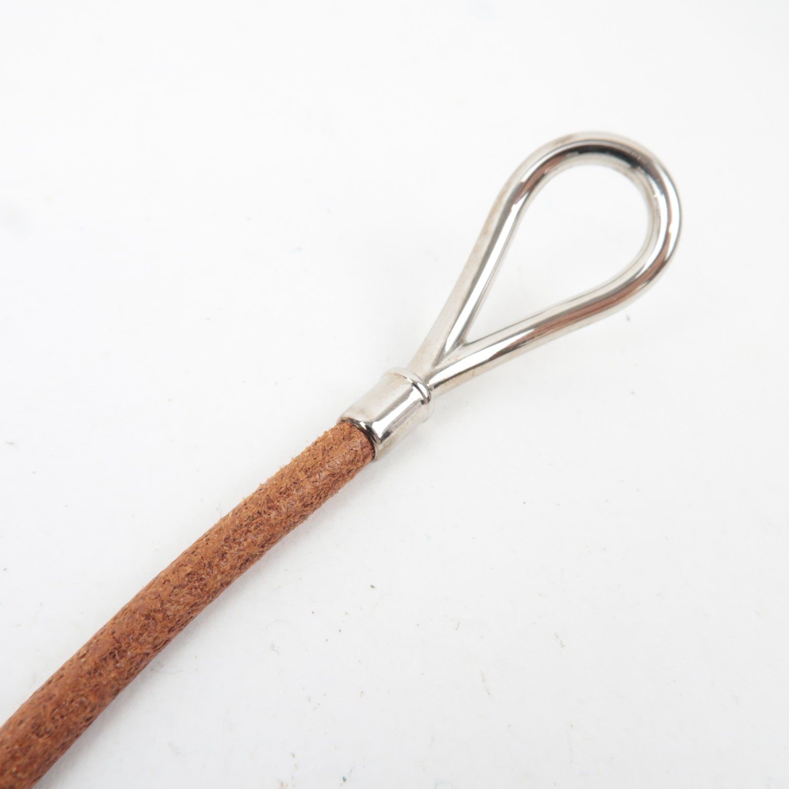 HERMES Jumbo Choker Double Bracelet Leather Brown Silver HDW *Box