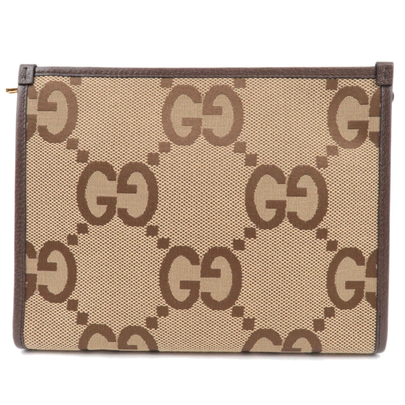 GUCCI Jumbo GG Clutch Bag Canvas Leather Beige Brown 699318 *Dust bag78943