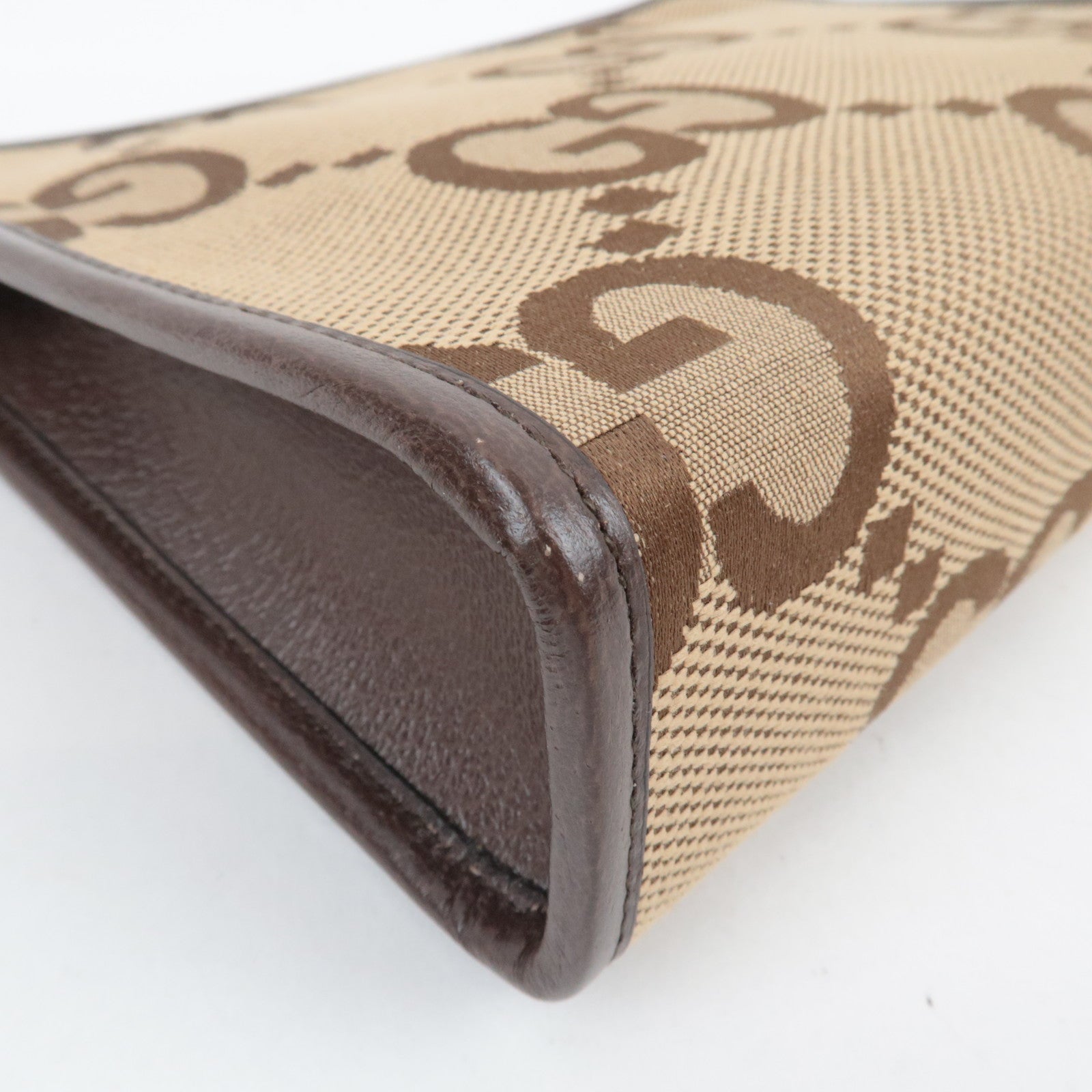 GUCCI Jumbo GG Clutch Bag Canvas Leather Beige Brown 699318 *Dust bag