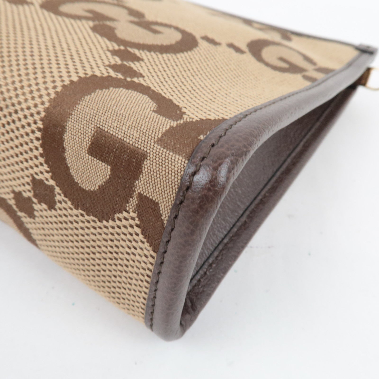 GUCCI Jumbo GG Clutch Bag Canvas Leather Beige Brown 699318 *Dust bag