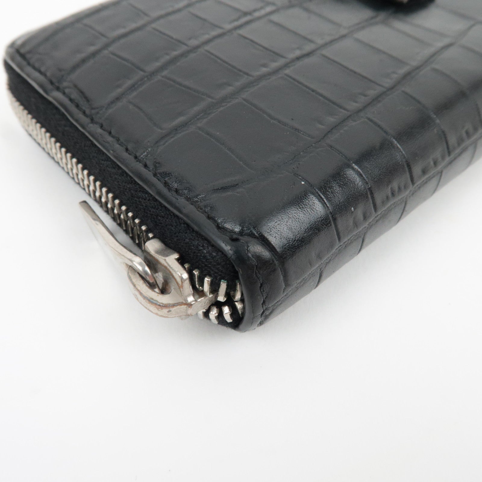 Saint Laurent Round Zipper Long Wallet Leather Black 508161 *Box, Dust bag