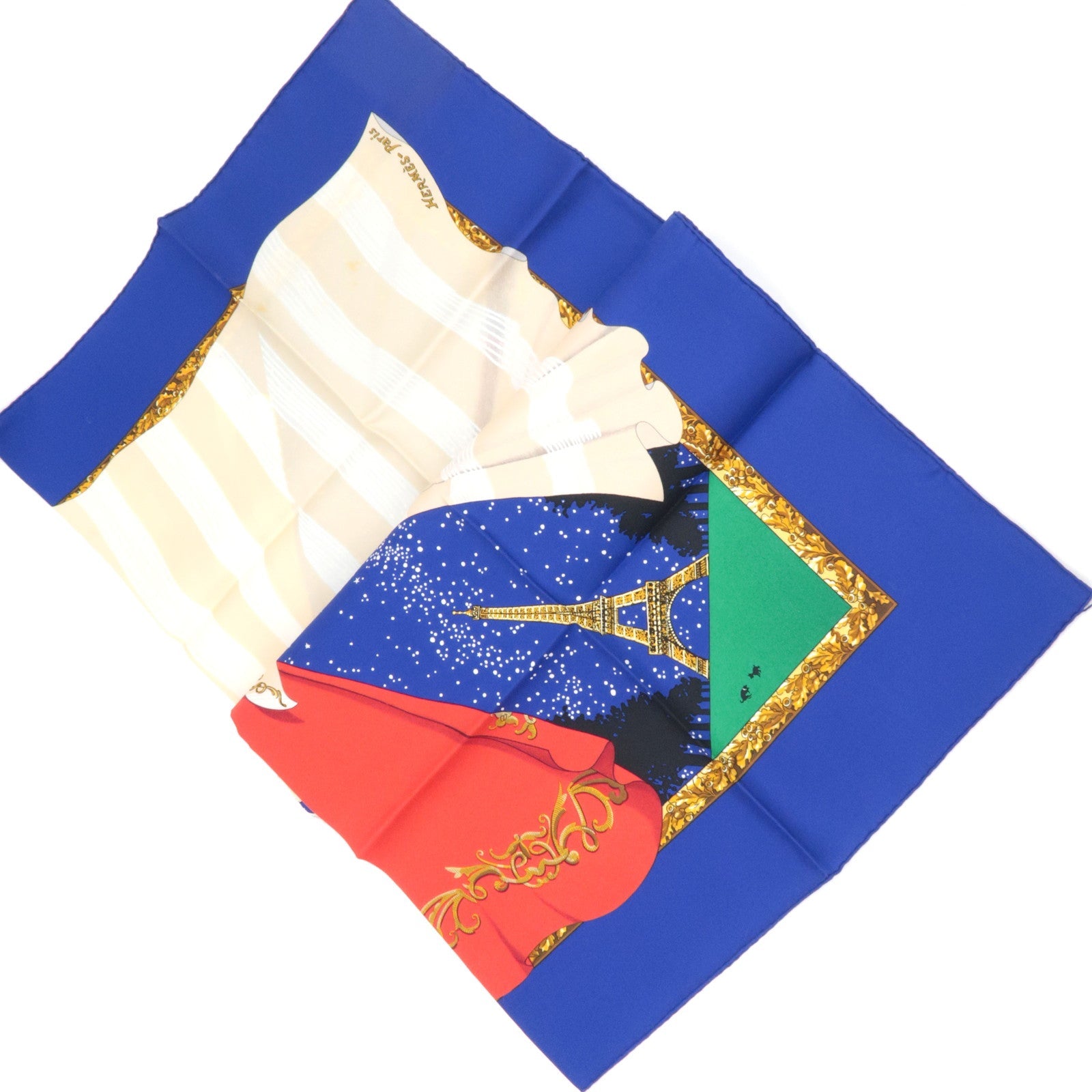 HERMES Set of 3 Carre 90 Scarf 100% Silk Blue White / Pink White / Blue White *Box