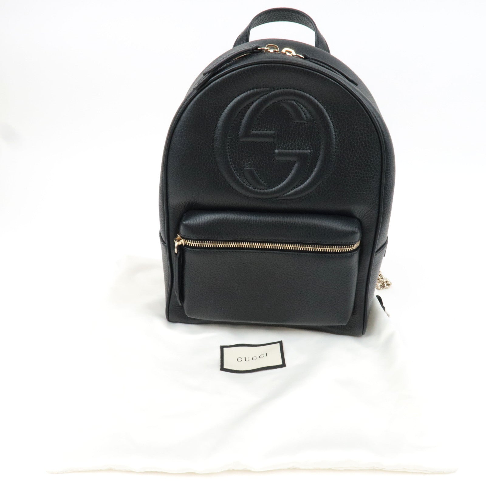 GUCCI Soho Interlocking G Backpack Leather Black 536192 *Dust bag