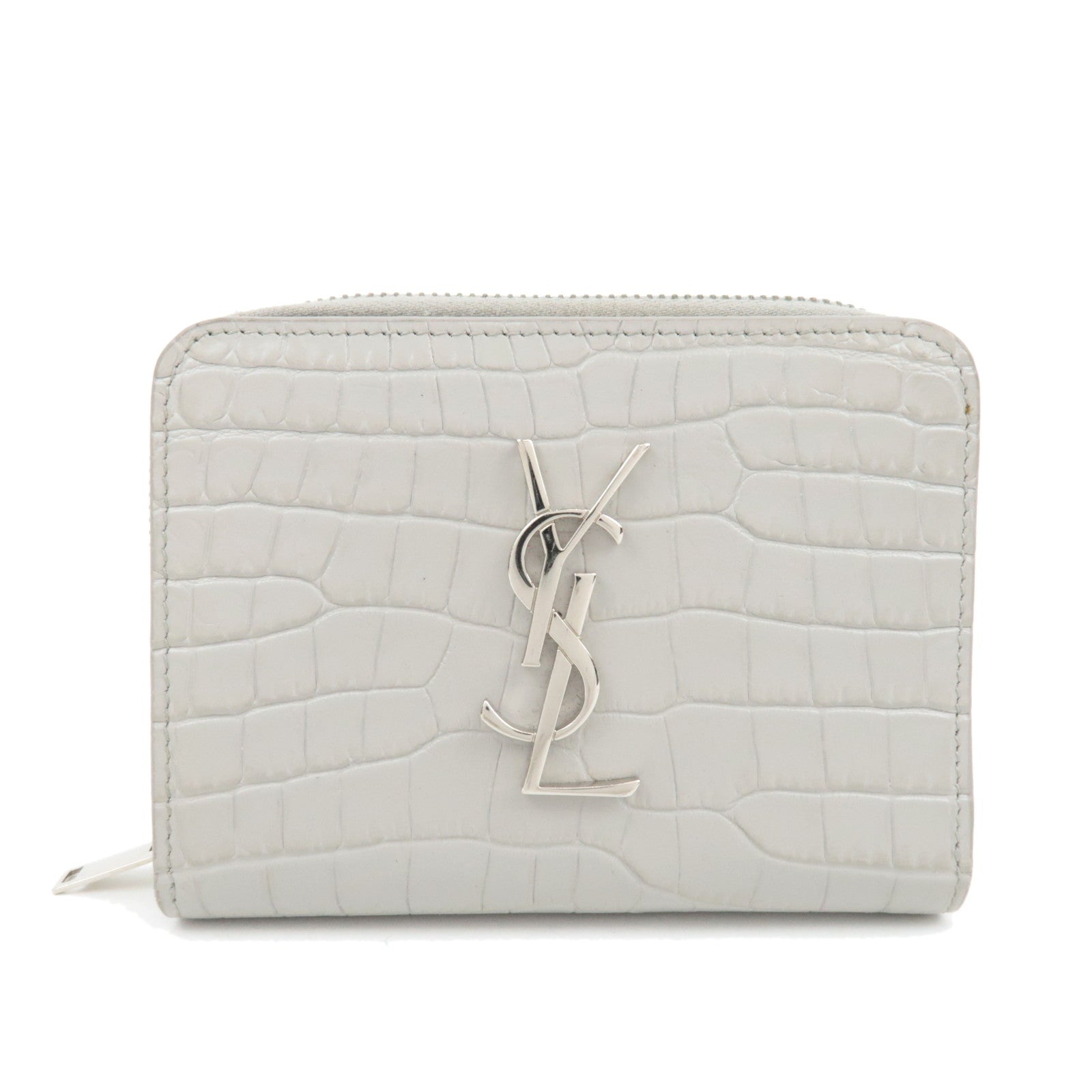 Saint Laurent Cassandre Bifold Wallet Leather Gray Silver HDW 40396478973