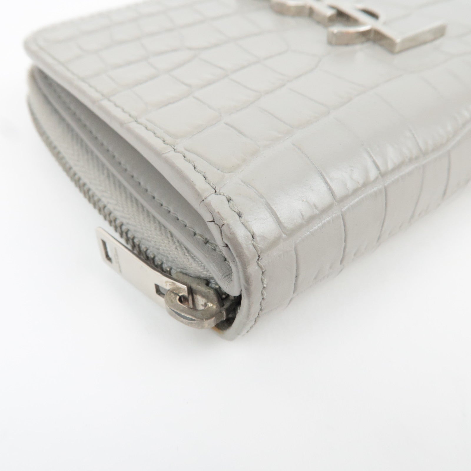 Saint Laurent Cassandre Bifold Wallet Leather Gray Silver HDW 403964