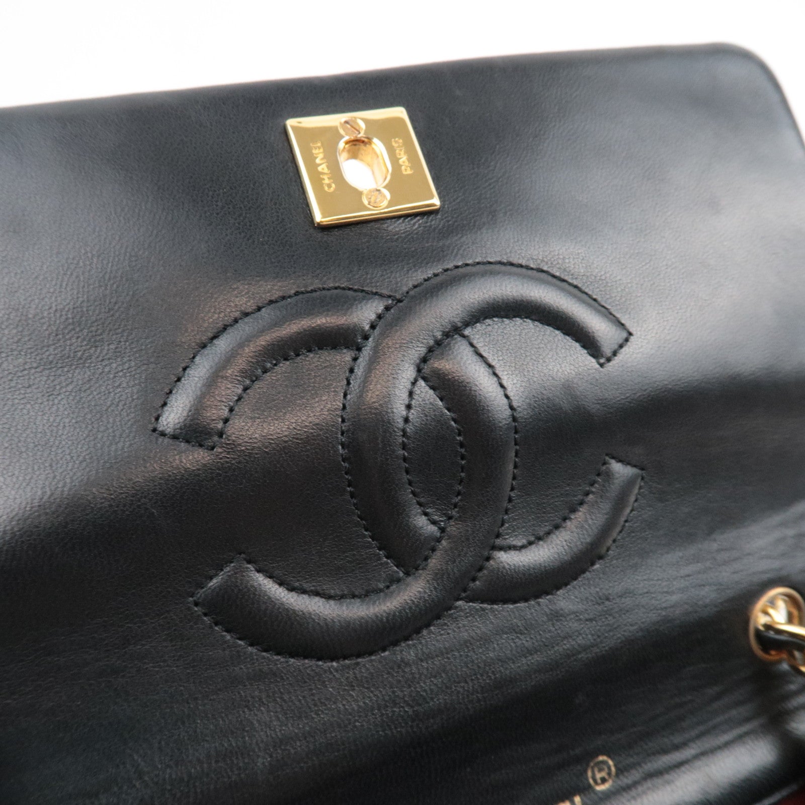 CHANEL Full Flap Mini Matelasse 19 Chain Shoulder Bag Lambskin Black Gold HDW A03571 1261062