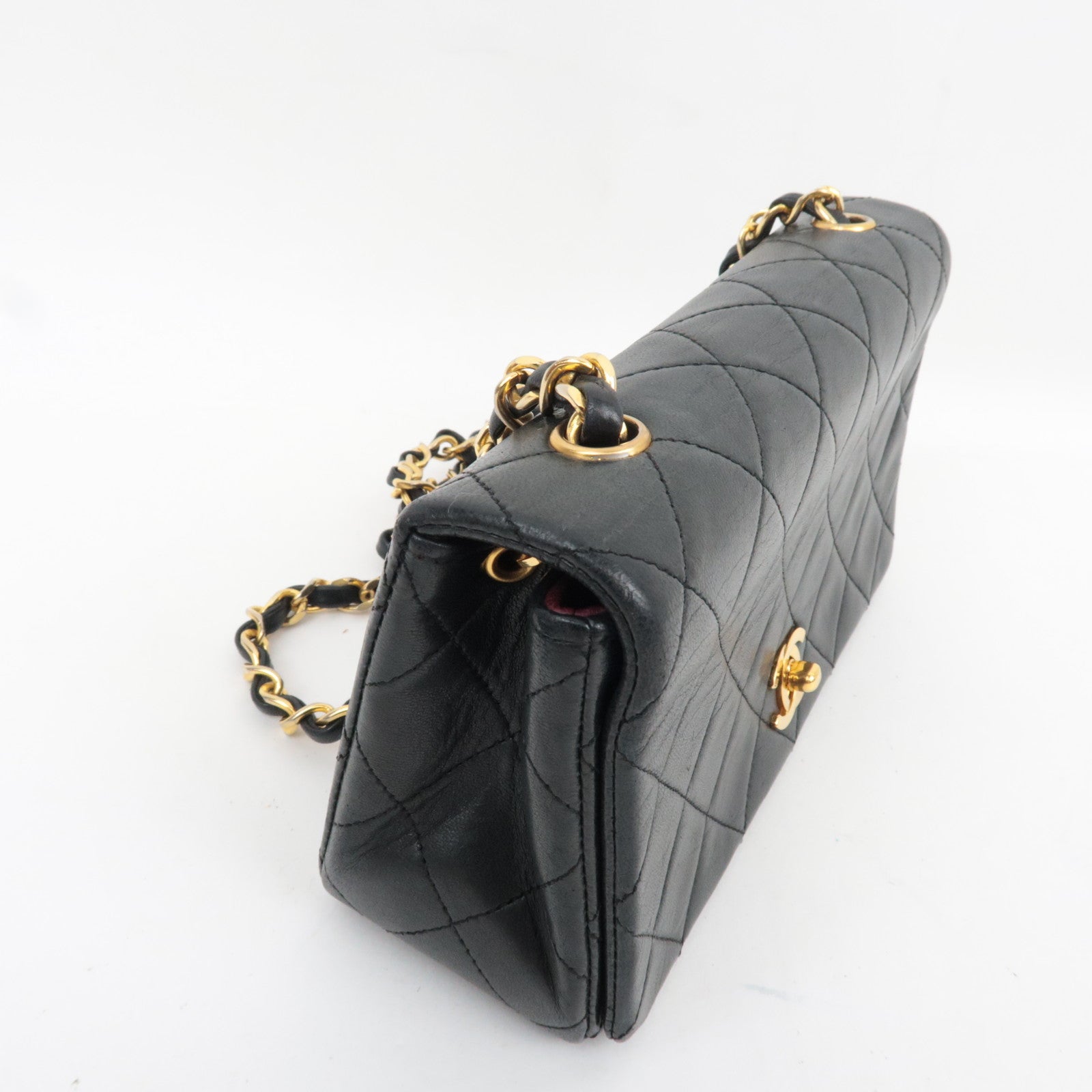 CHANEL Full Flap Mini Matelasse 19 Chain Shoulder Bag Lambskin Black Gold HDW A03571 1261062