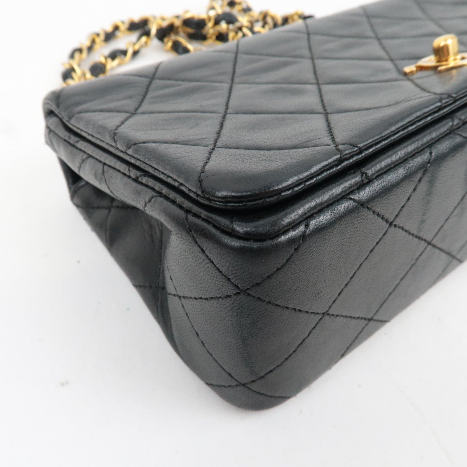 CHANEL Full Flap Mini Matelasse 19 Chain Shoulder Bag Lambskin Black Gold HDW A03571 1261062