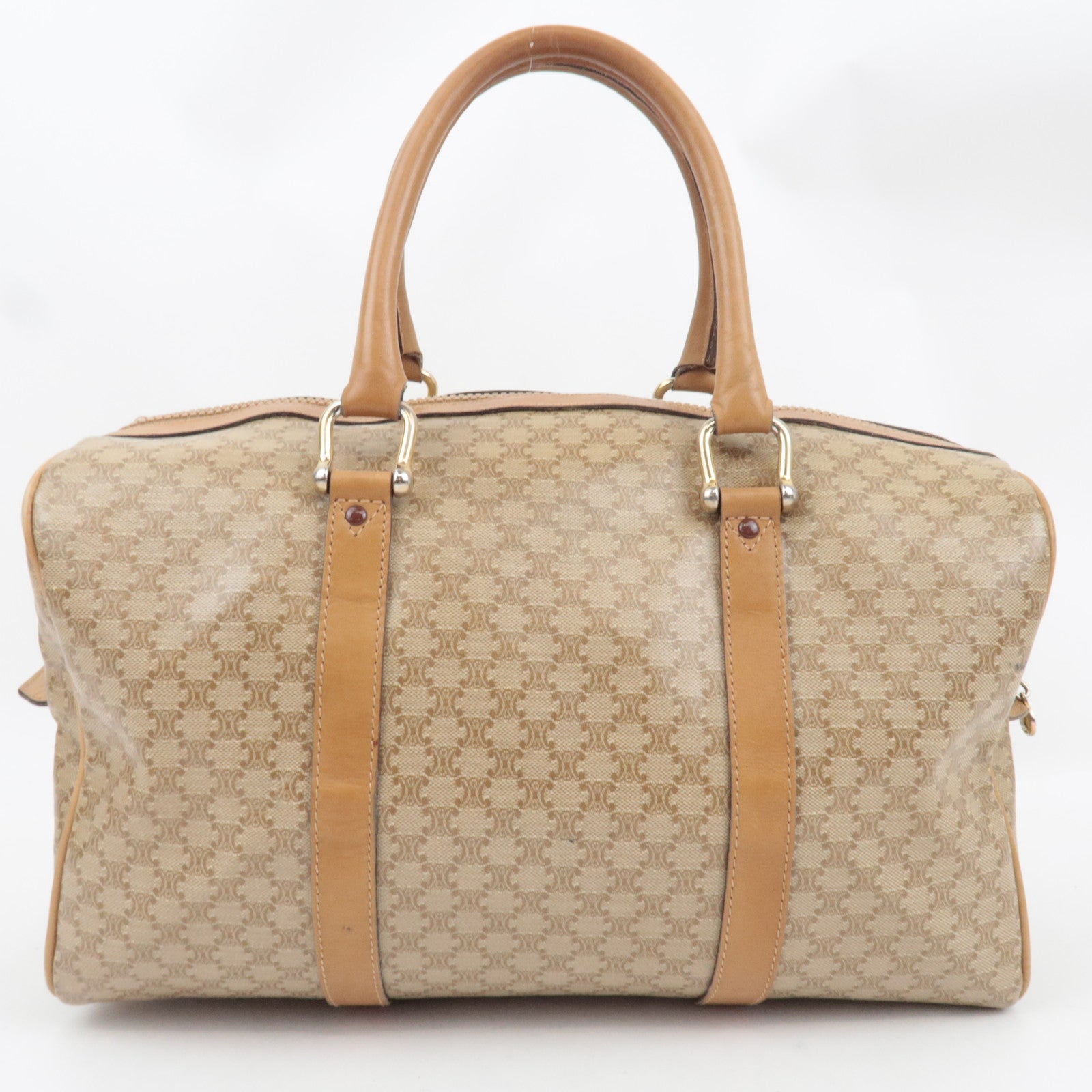CELINE Macadam Boston Bag PVC Leather Beige Brown