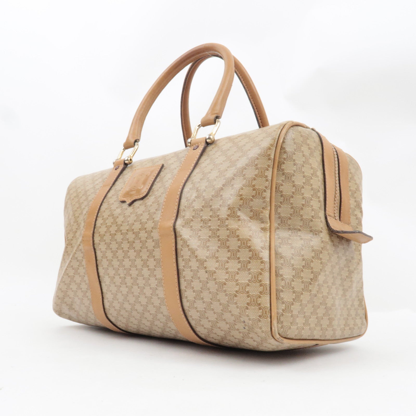 CELINE Macadam Boston Bag PVC Leather Beige Brown