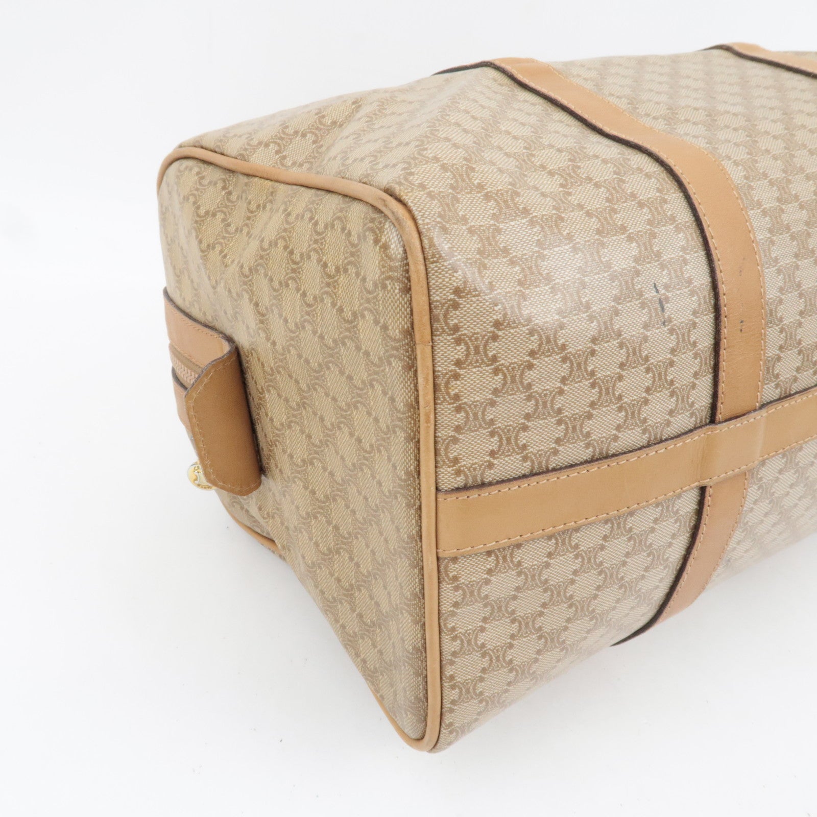 CELINE Macadam Boston Bag PVC Leather Beige Brown