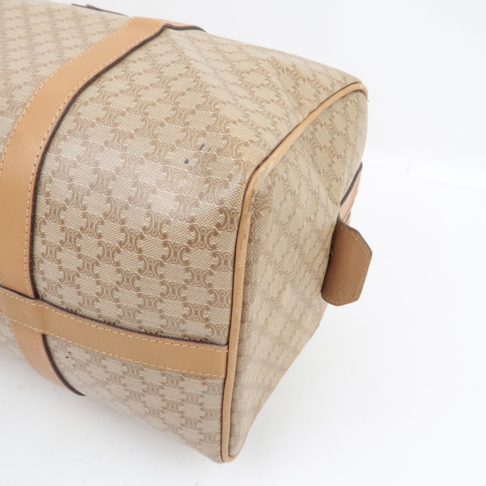 CELINE Macadam Boston Bag PVC Leather Beige Brown