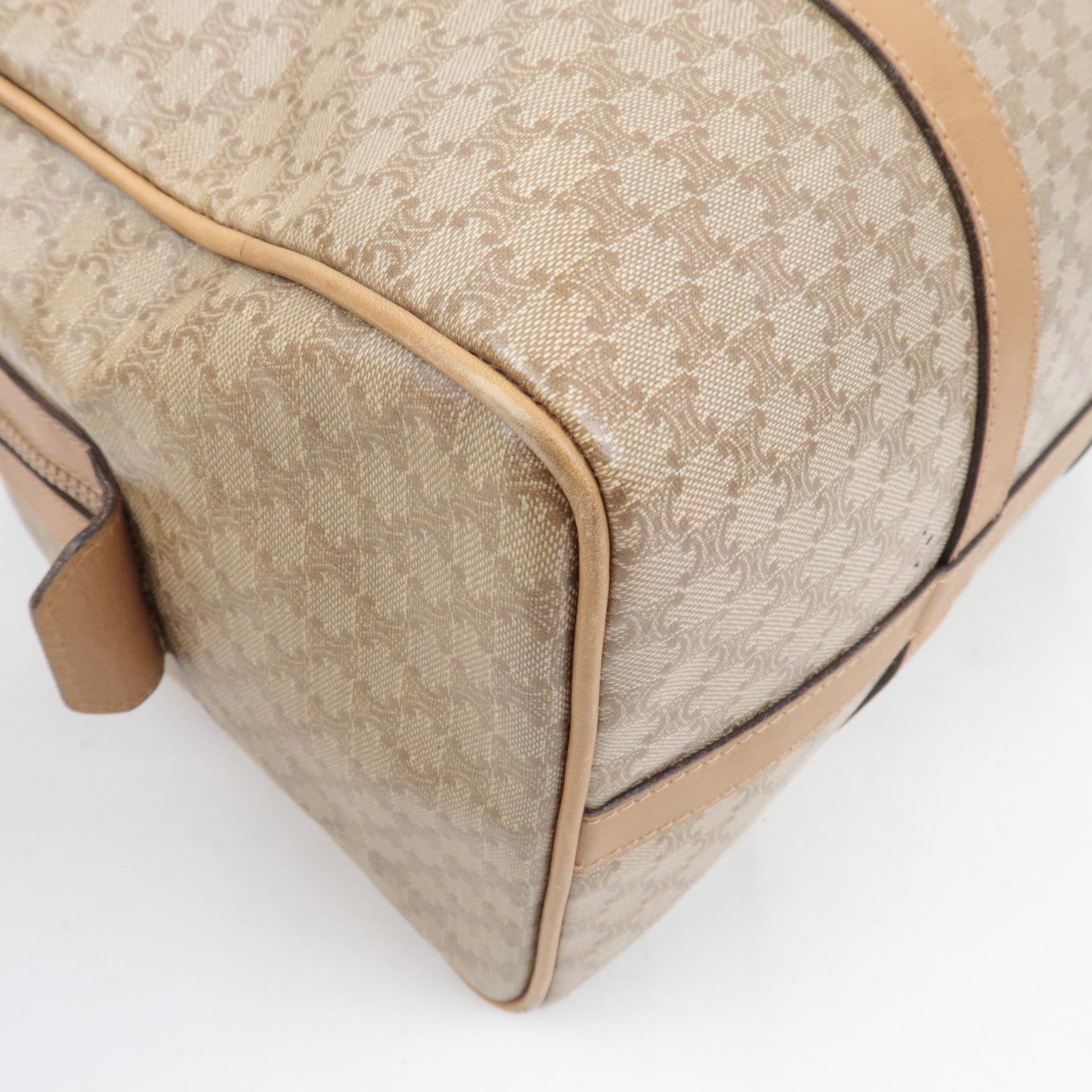 CELINE Macadam Boston Bag PVC Leather Beige Brown