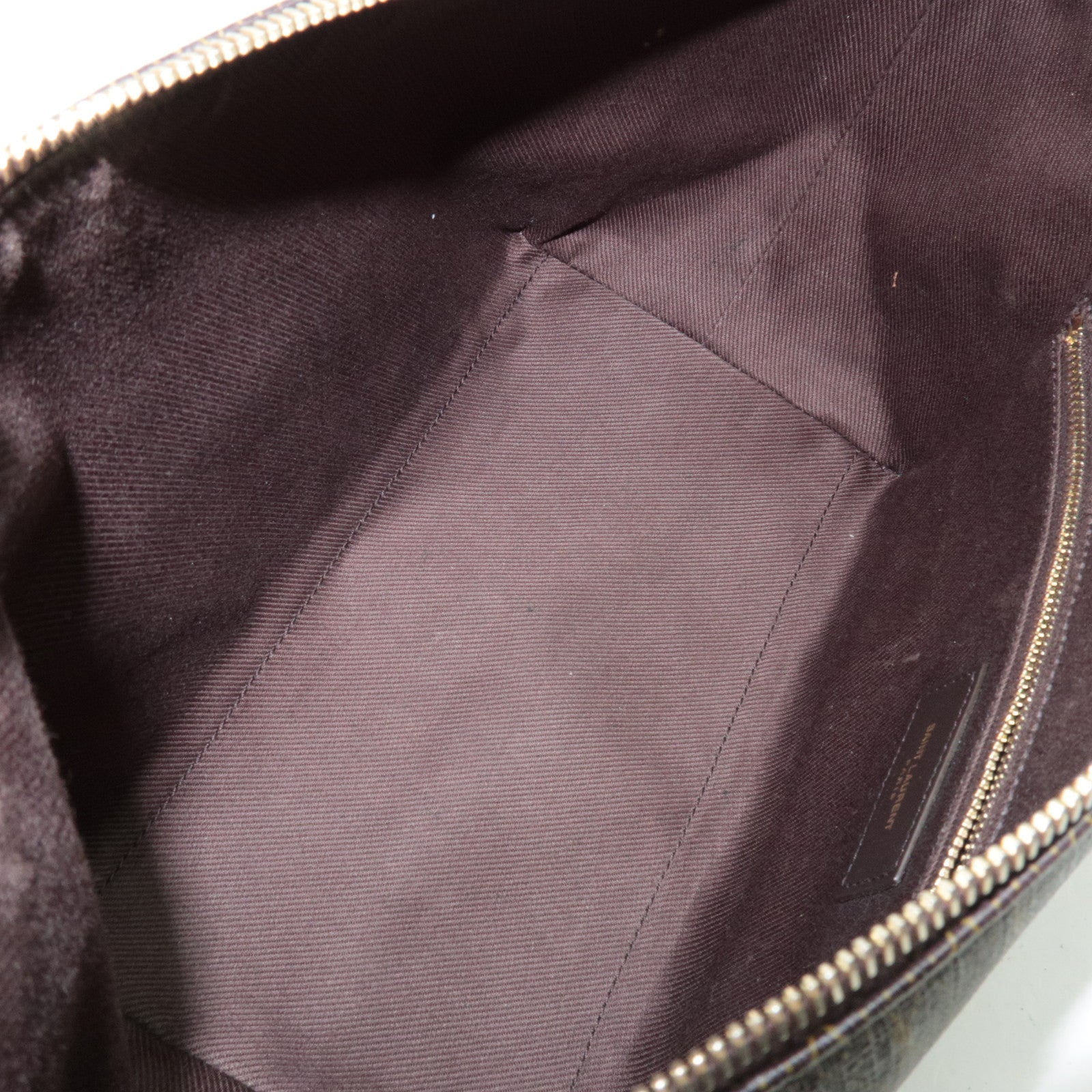 Saint Laurent Monogram Shoulder Bag PVC Leather Brown 667490