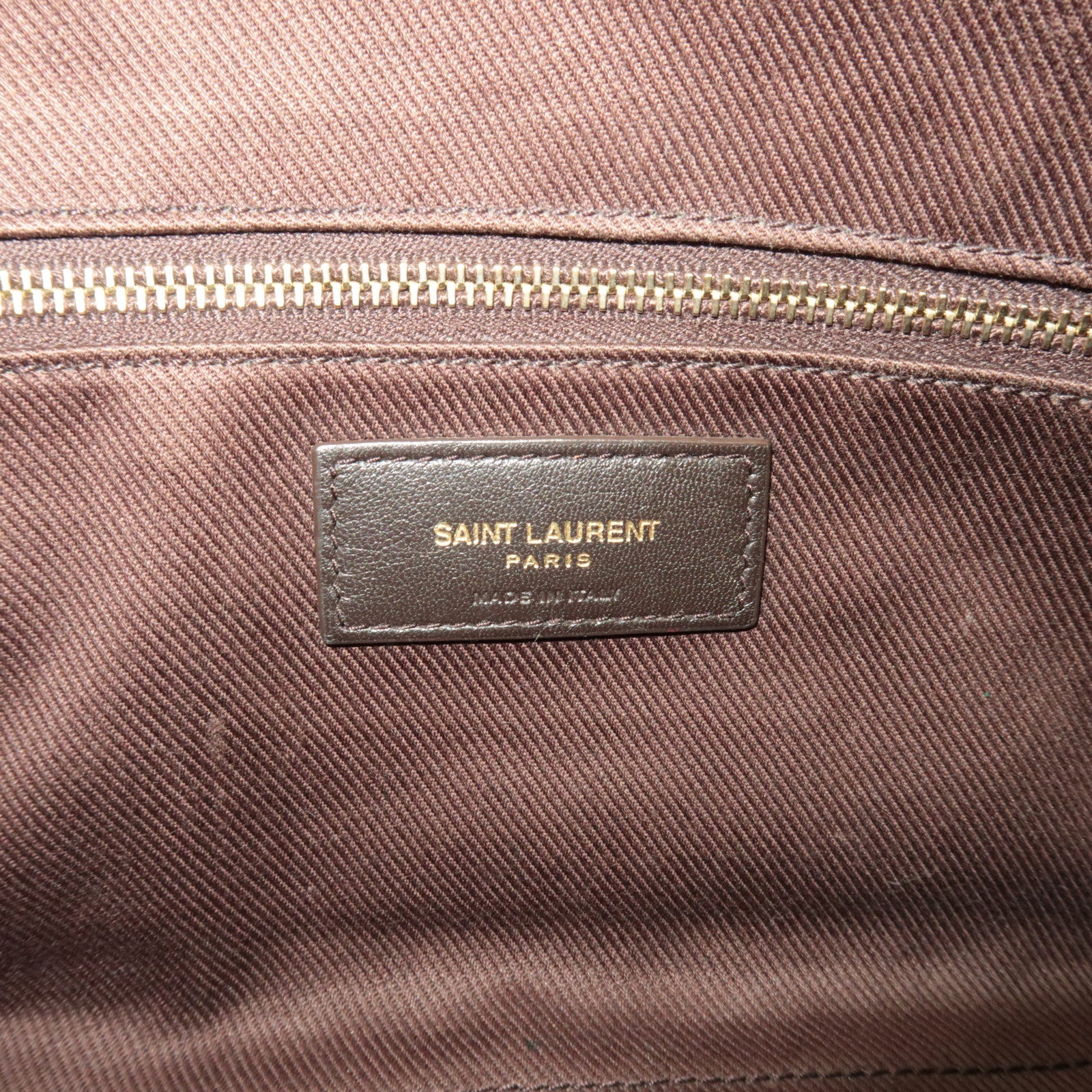Saint Laurent Monogram Shoulder Bag PVC Leather Brown 667490