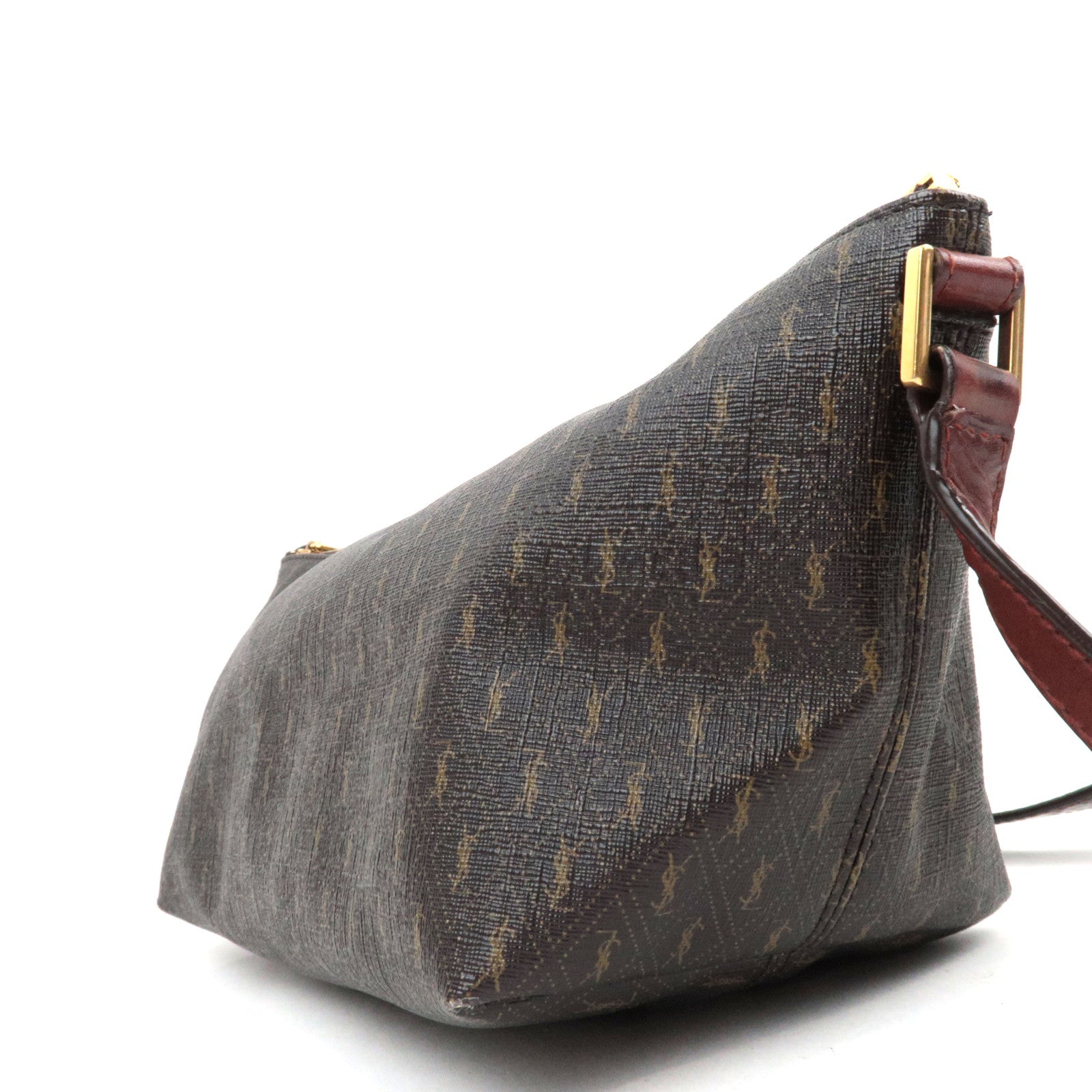 Saint Laurent Monogram Shoulder Bag PVC Leather Brown 667490