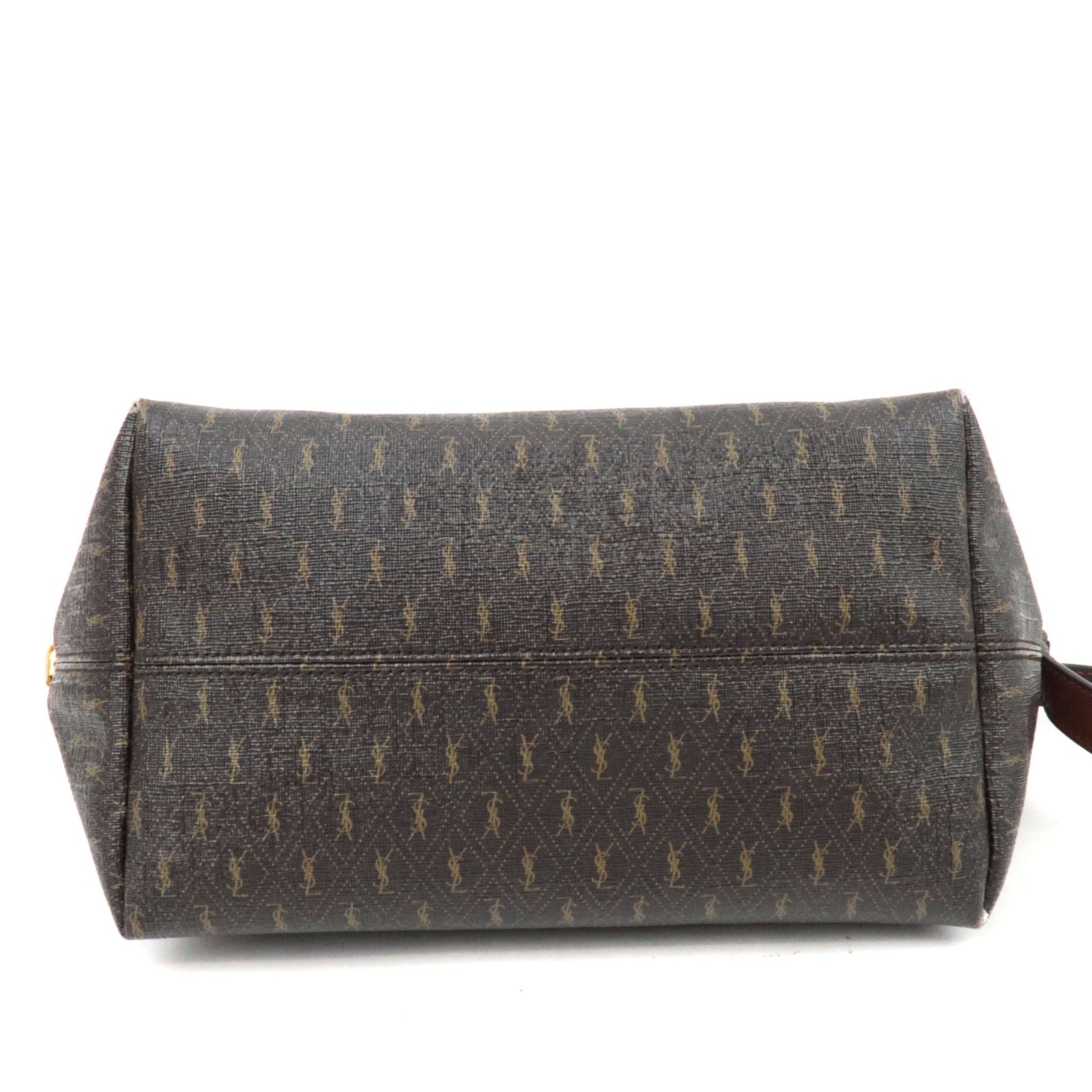 Saint Laurent Monogram Shoulder Bag PVC Leather Brown 667490