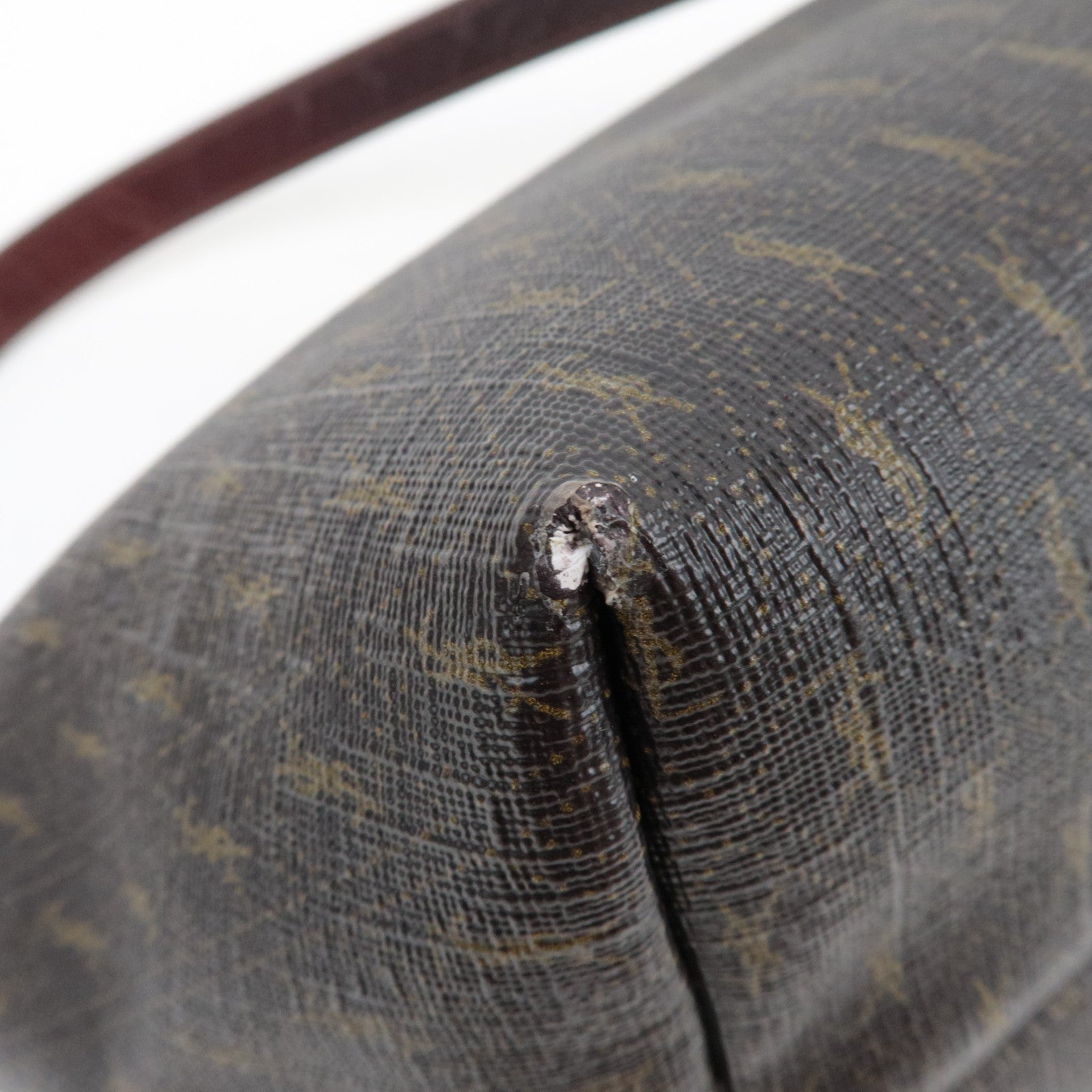 Saint Laurent Monogram Shoulder Bag PVC Leather Brown 667490